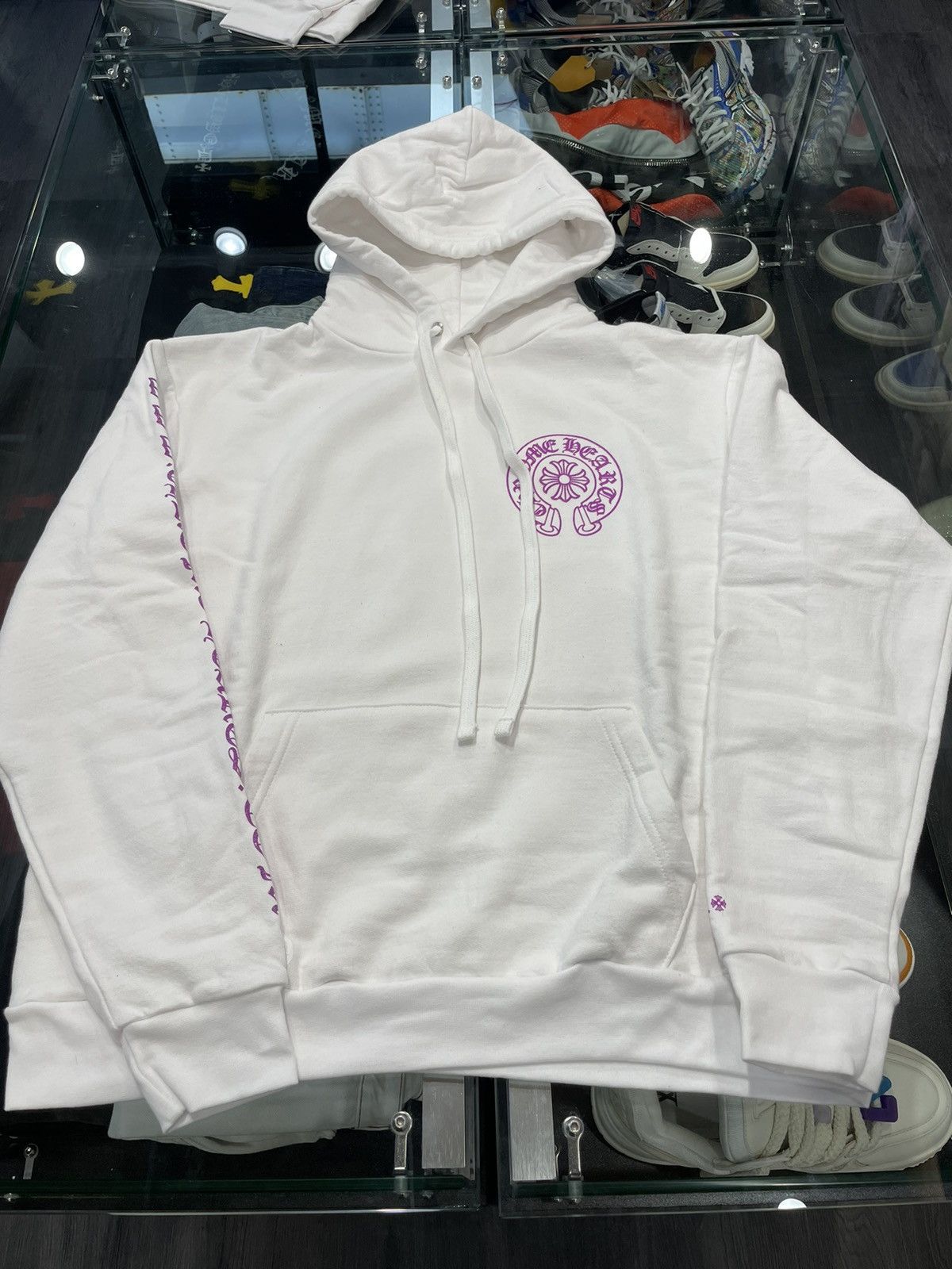 image of Chrome Hearts Www.chromehearts.com Hoodie Purple Glitter in White, Men's (Size Small)