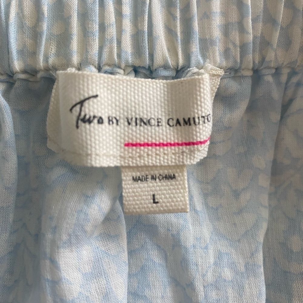 Vince Camuto Two by Vince Camuto Light Blue Off-Shoulder Top – Tie Straps Size L / US 10 / IT 46 - 5 Thumbnail
