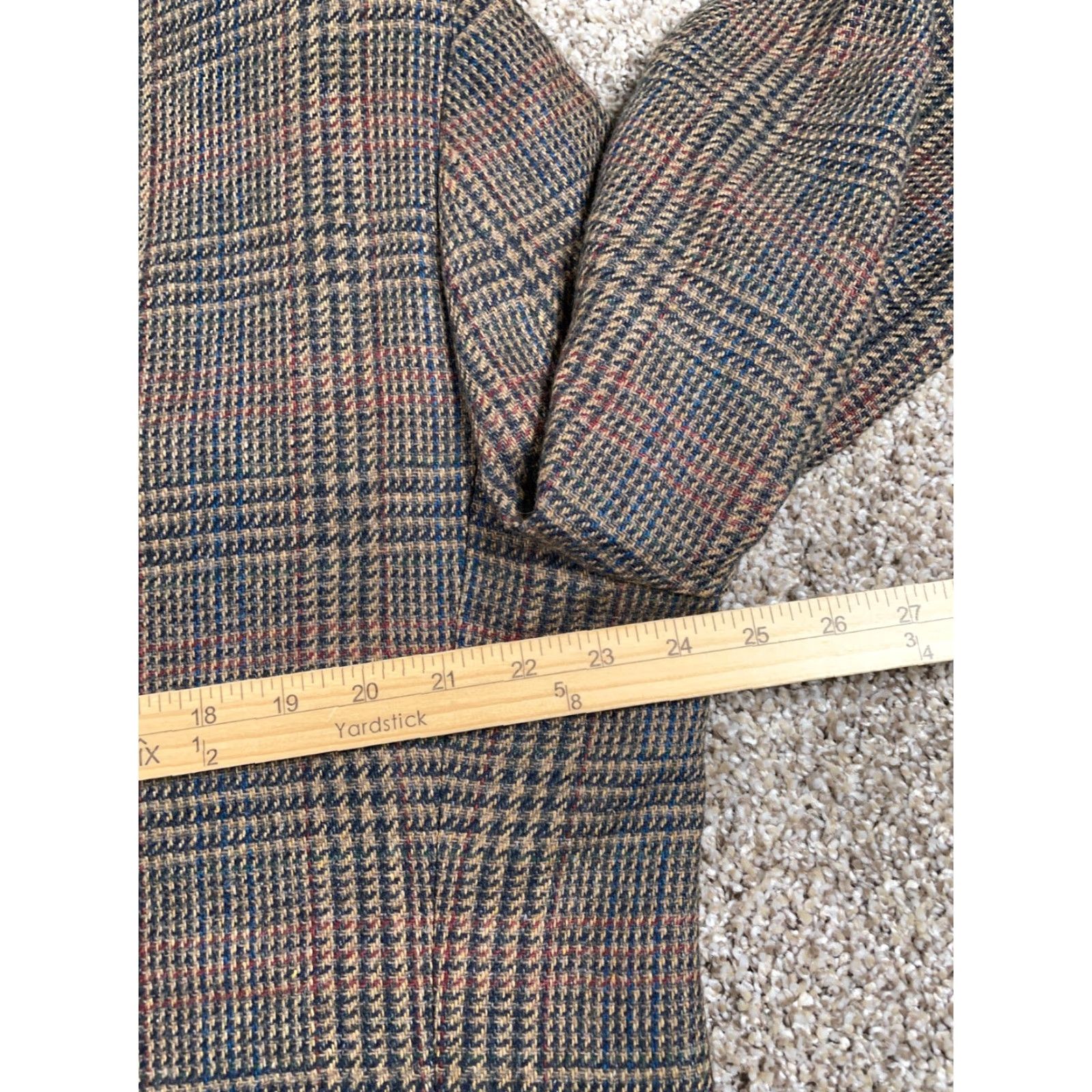Vintage VINTAGE Hunter's Glen Wool Blazer Men 46 Regular Brown Glen Check 2 Button Jacket Size 46R - 7 Thumbnail