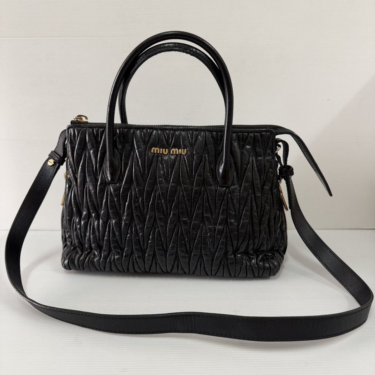 Miu Miu Miu Miu Matelasse Black Leather Two Way Bag Size ONE SIZE - 1 Thumbnail