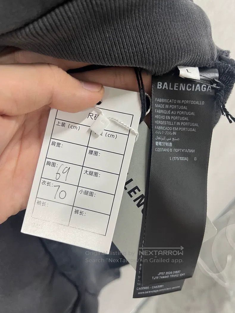 Balenciaga Balenciaga Silver Masking Tape Logo Printed Hooded Sweatsh Size US L / EU 52-54 / 3 - 3 Thumbnail