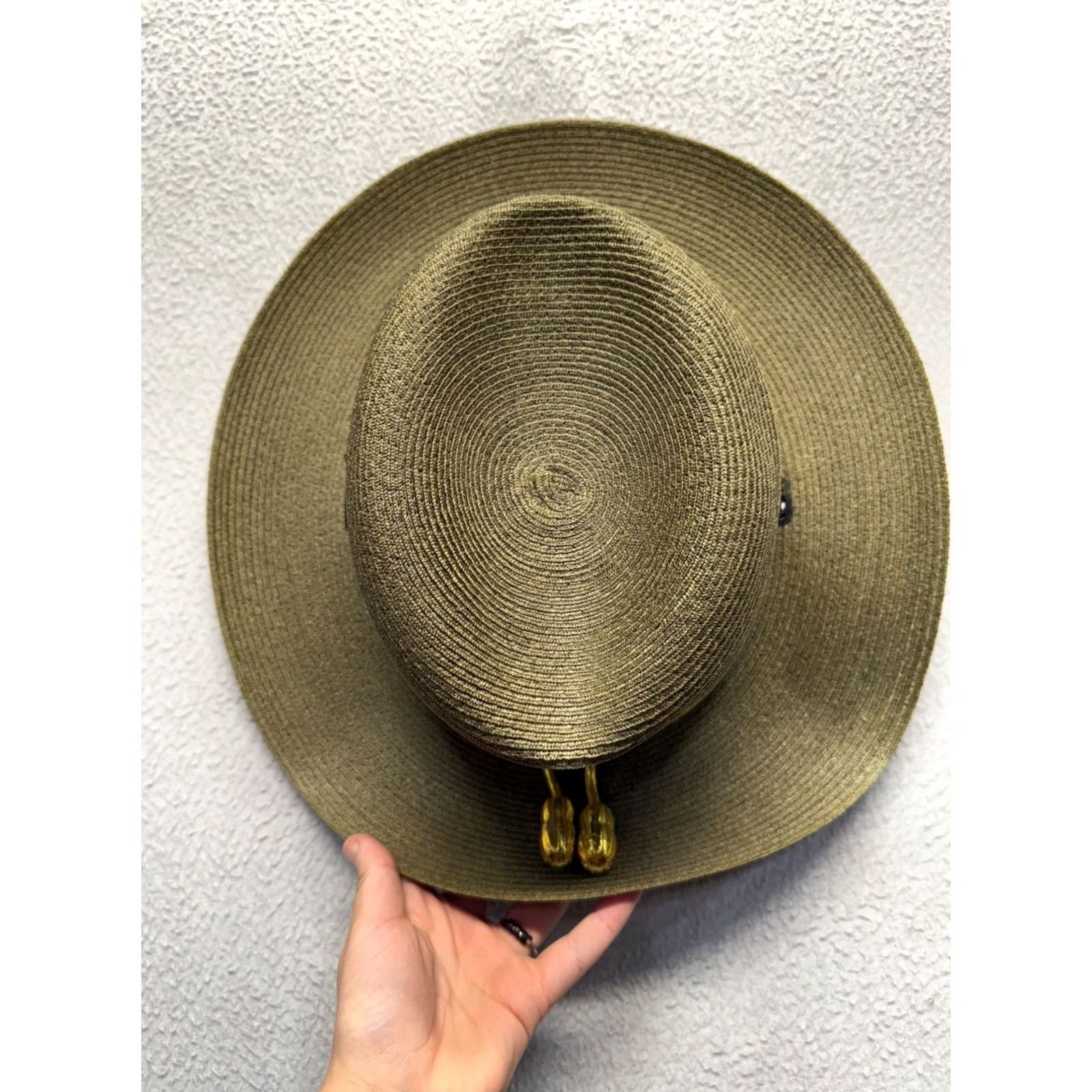Stetson Stetson Campaign Hat Straw Olive Green With Chin Strap & Gold Acorn Cord 22 Women Mens Size ONE SIZE - 5 Thumbnail