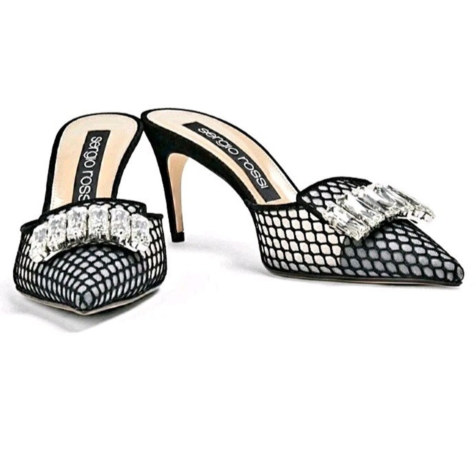 Sergio Rossi SERGIO ROSSI Mule US7 UK4 EU37 Mesh Rhinestone Made in Italy Size US 7 / IT 37 - 1 Thumbnail
