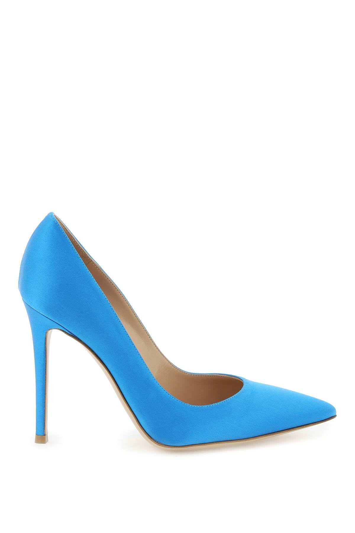 image of Gianvito Rossi Silk Pumps Shoes in Turquoise, Women's (Size 7)