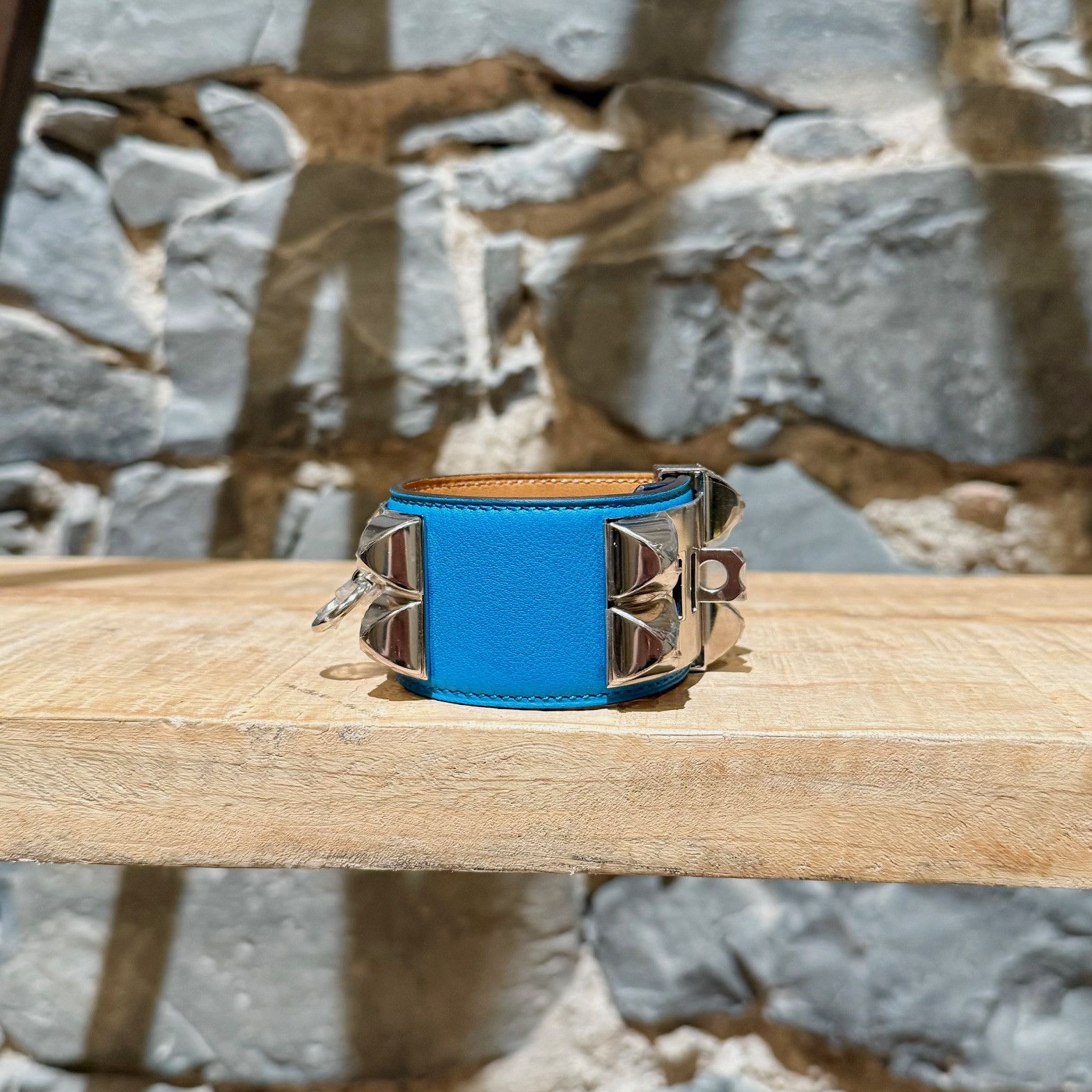 Hermes Hermès Zanzibar Blue Palladium HW Collier De Chien Bracelet Size ONE SIZE - 4 Thumbnail