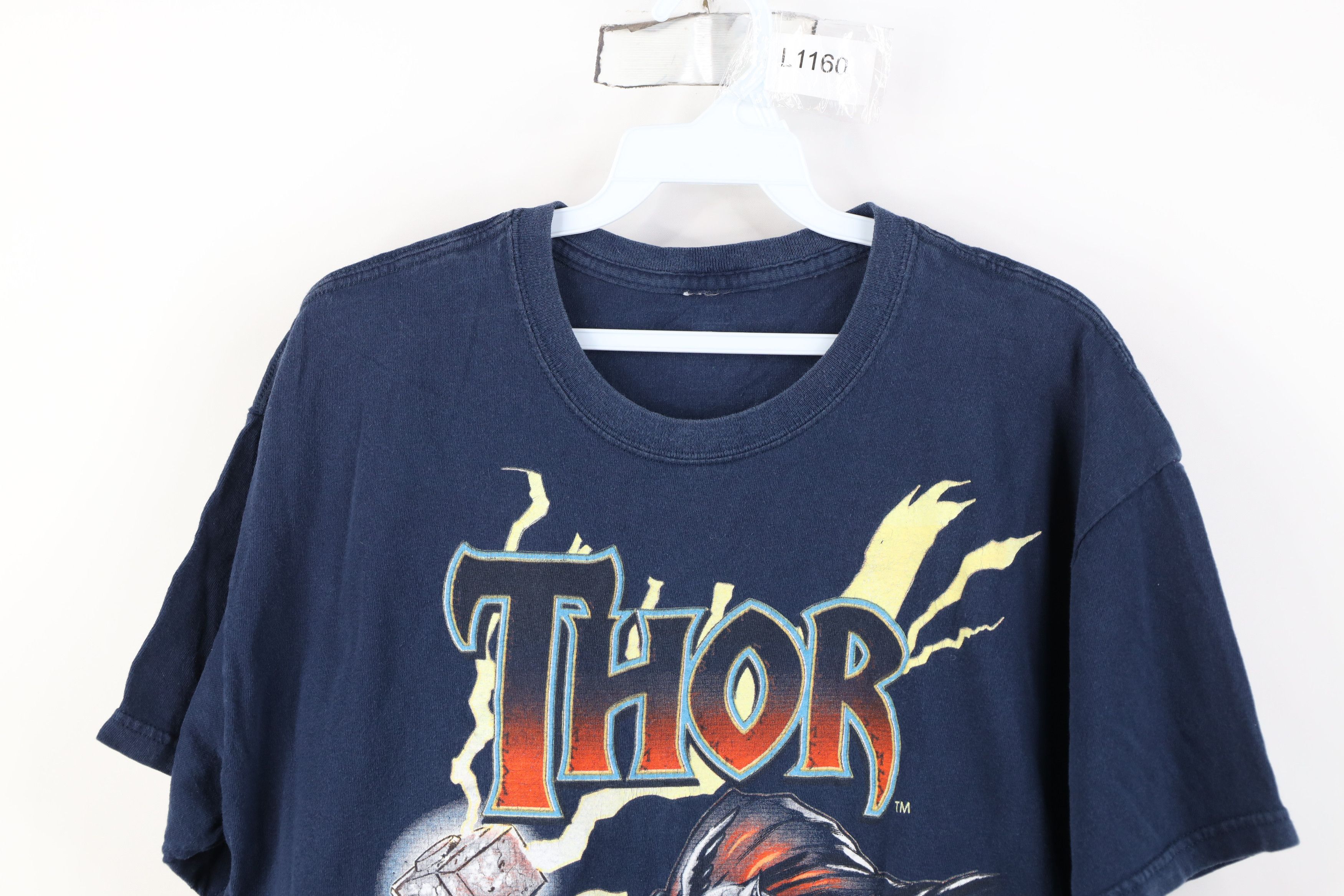 Vintage Vintage Marvel Comics Print Thor Lightning T-Shirt Blue Size US M / EU 48-50 / 2 - 2 Thumbnail