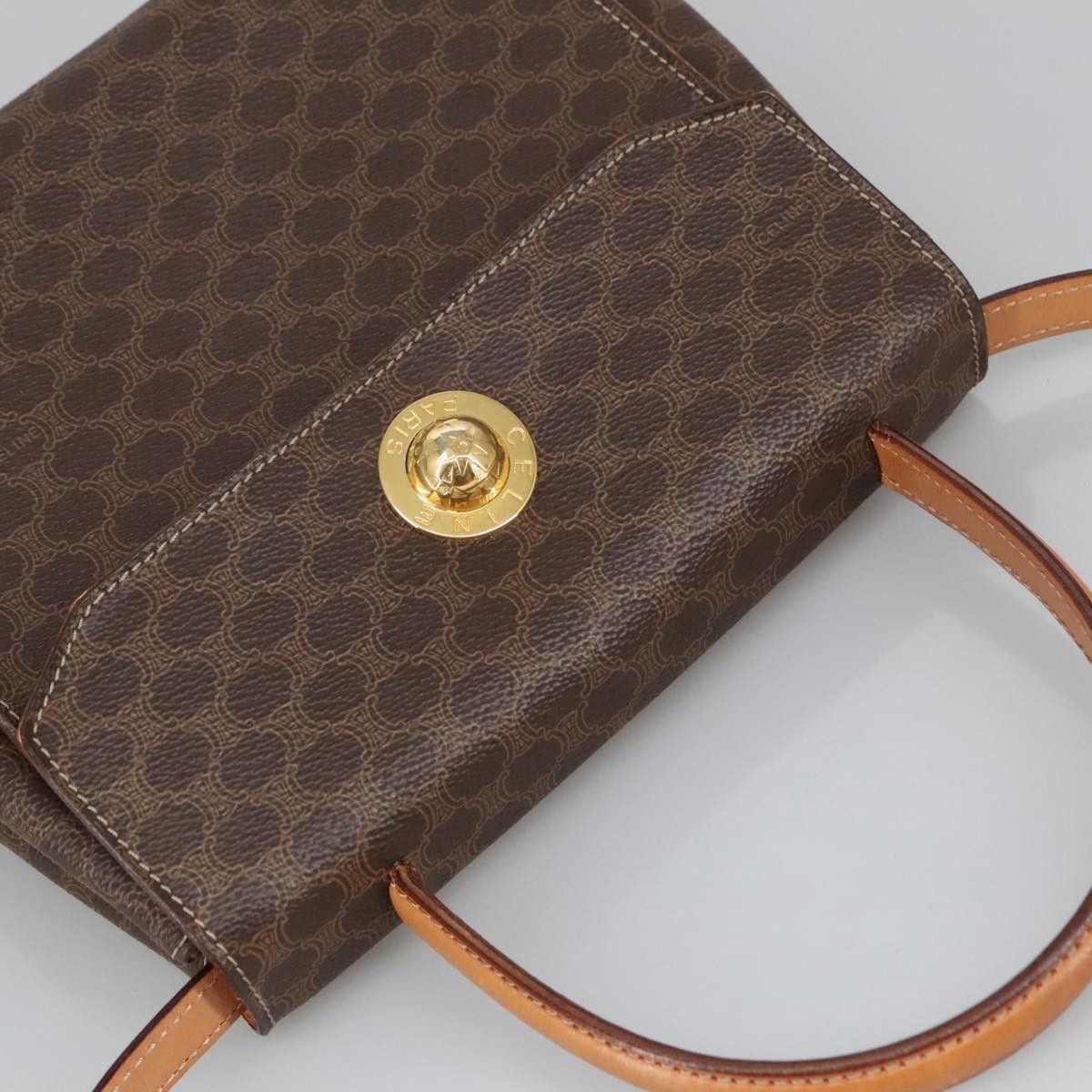 Celine CELINE Macadam Canvas Hand Bag Pvc Leather Brown Gold Size ONE SIZE - 5 Thumbnail