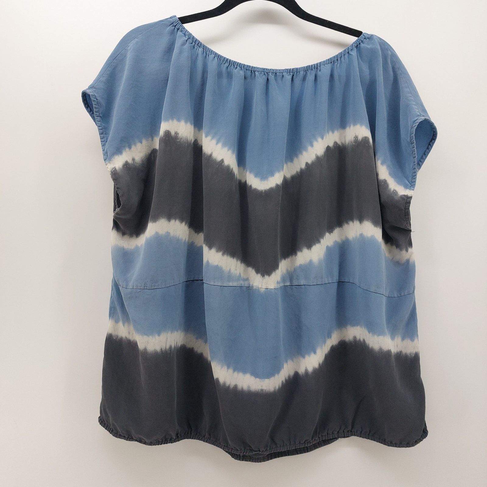 Joie Joie Solid Blue Black 100% Silk Blouse Top Medium Tie Dye Size M / US 6-8 / IT 42-44 - 2 Thumbnail