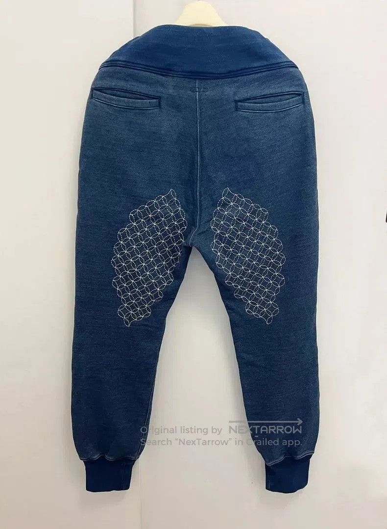 Kapital Sashiko Embroidered Blue Sweatpants