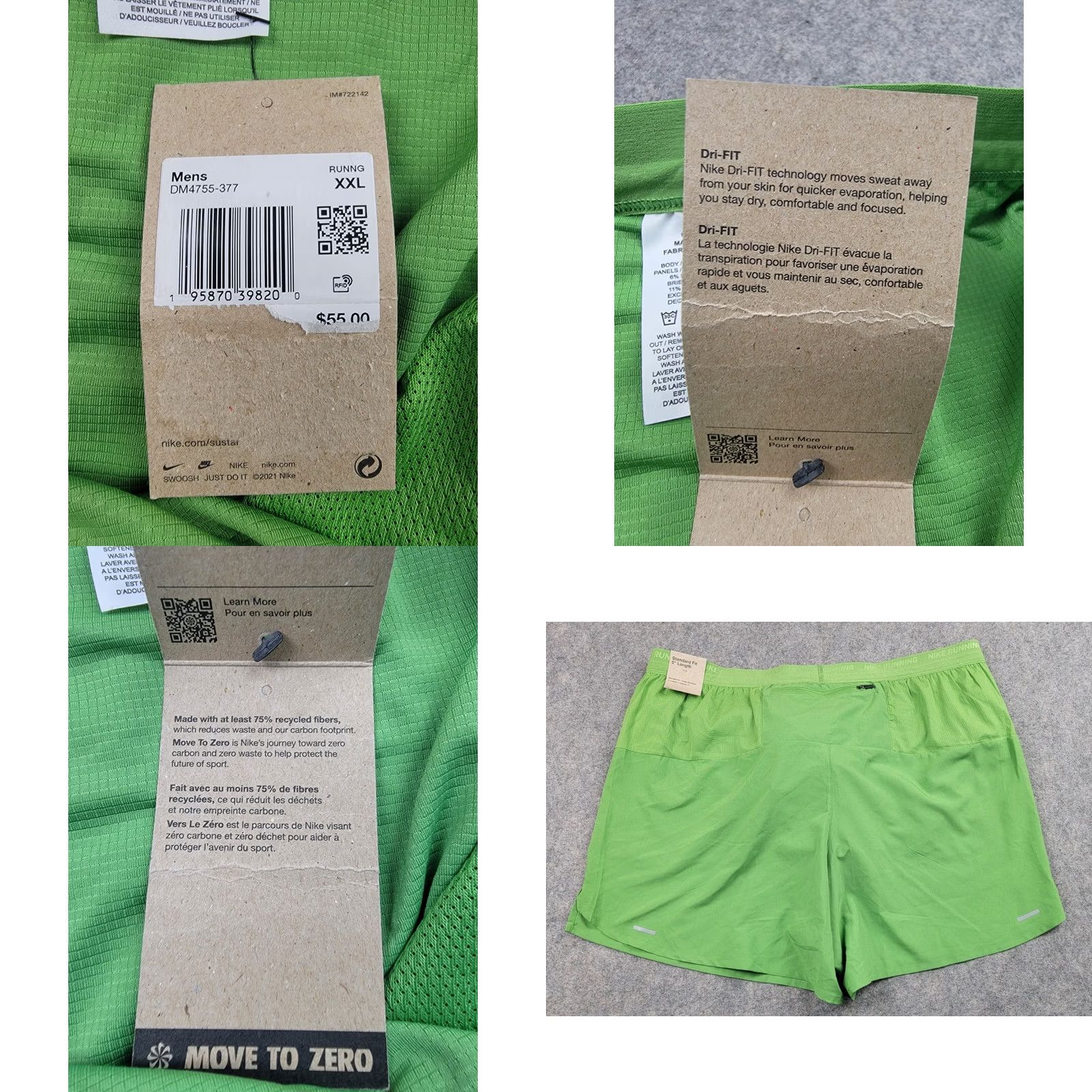 Nike Nike Running Shorts Mens 2XL Green Lined Drawstring Active NWT Shorts Size US 39 - 8 Thumbnail