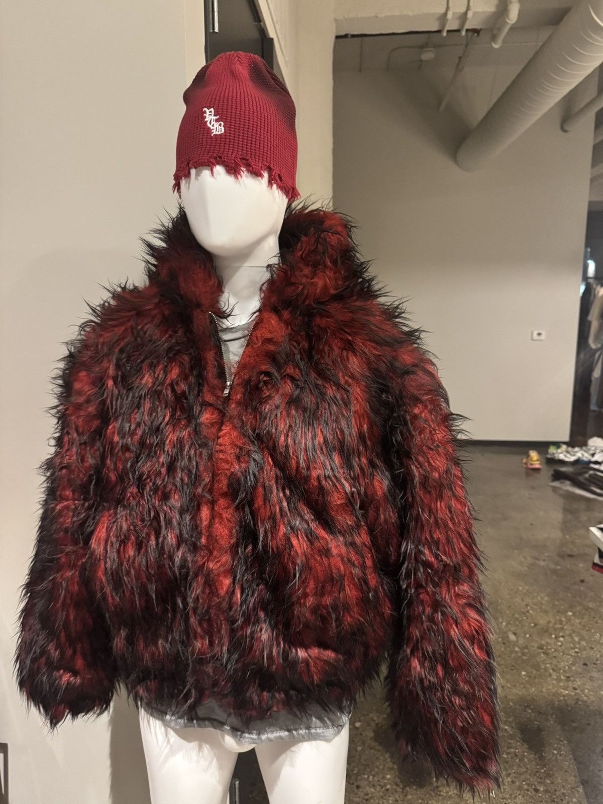 Supreme Supreme x Y's Faux Fur Red | Grailed