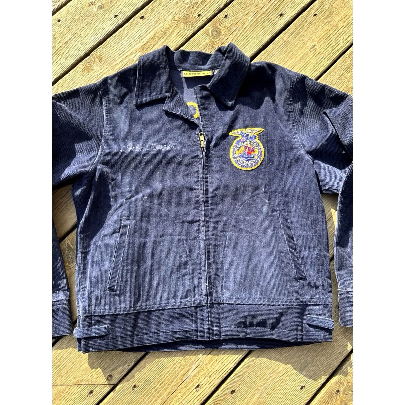 Vintage VINTAGE FFA Corduroy Jacket Navy Blue 38 Adult Medium Wisconsin Cashton FFA Emblem 1990s Casual Mens Size US XXS / EU 40 - 3 Thumbnail