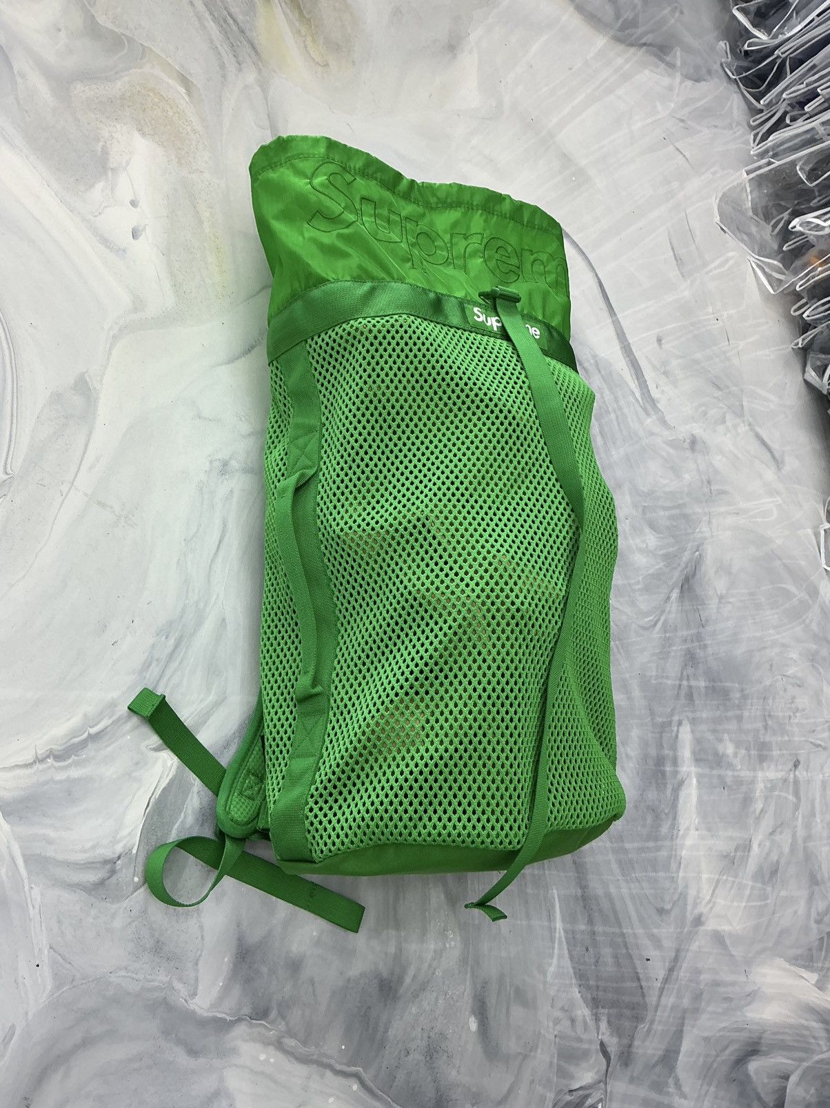 Supreme Supreme Mesh Box Logo Backpack Green Size ONE SIZE - 6 Thumbnail