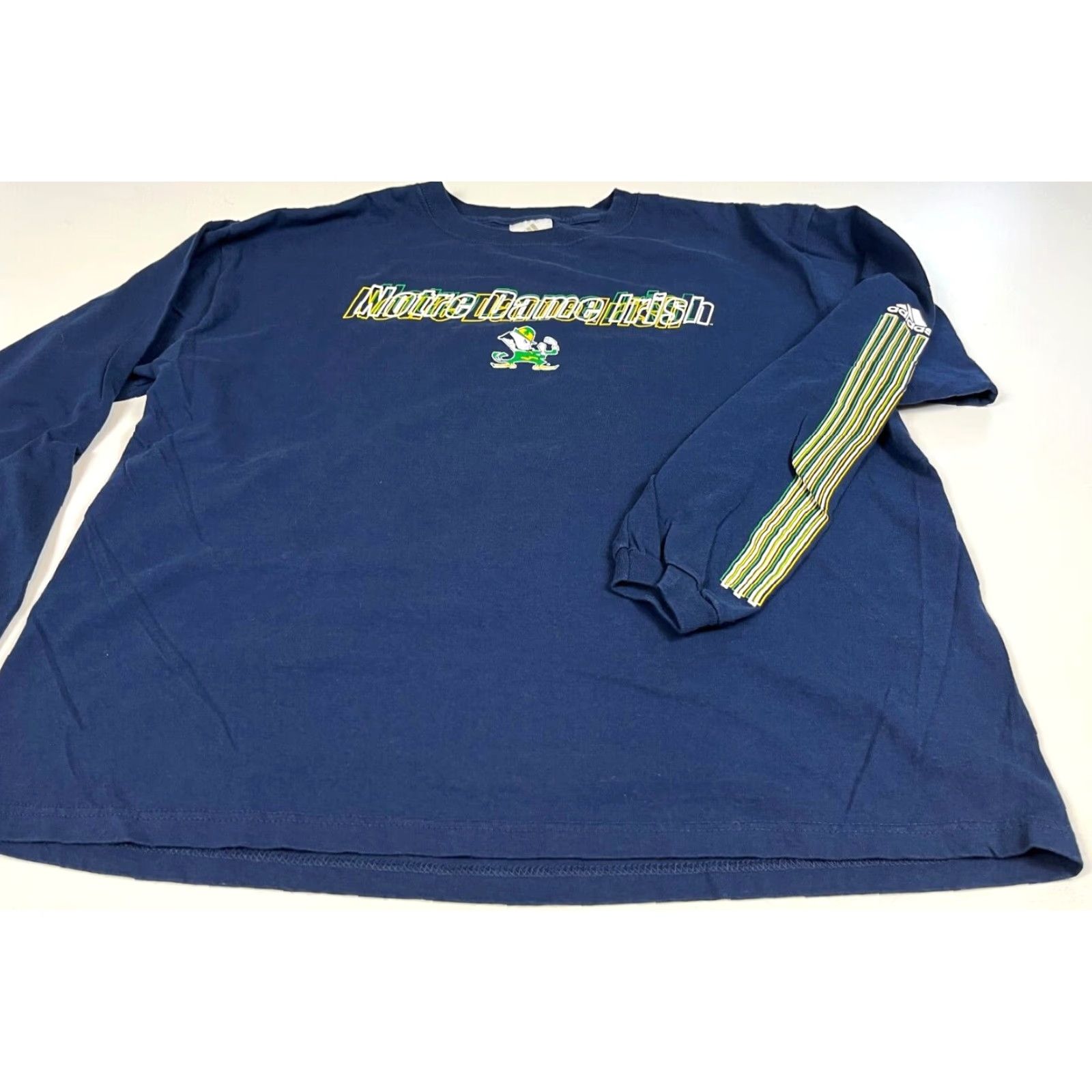 Adidas VINTAGE Adidas Notre Dame Fighting Irish Long Sleeve T-Shirt Mens Size L Blue Cotton Logo 2000s Football Size US L / EU 52-54 / 3 - 3 Thumbnail