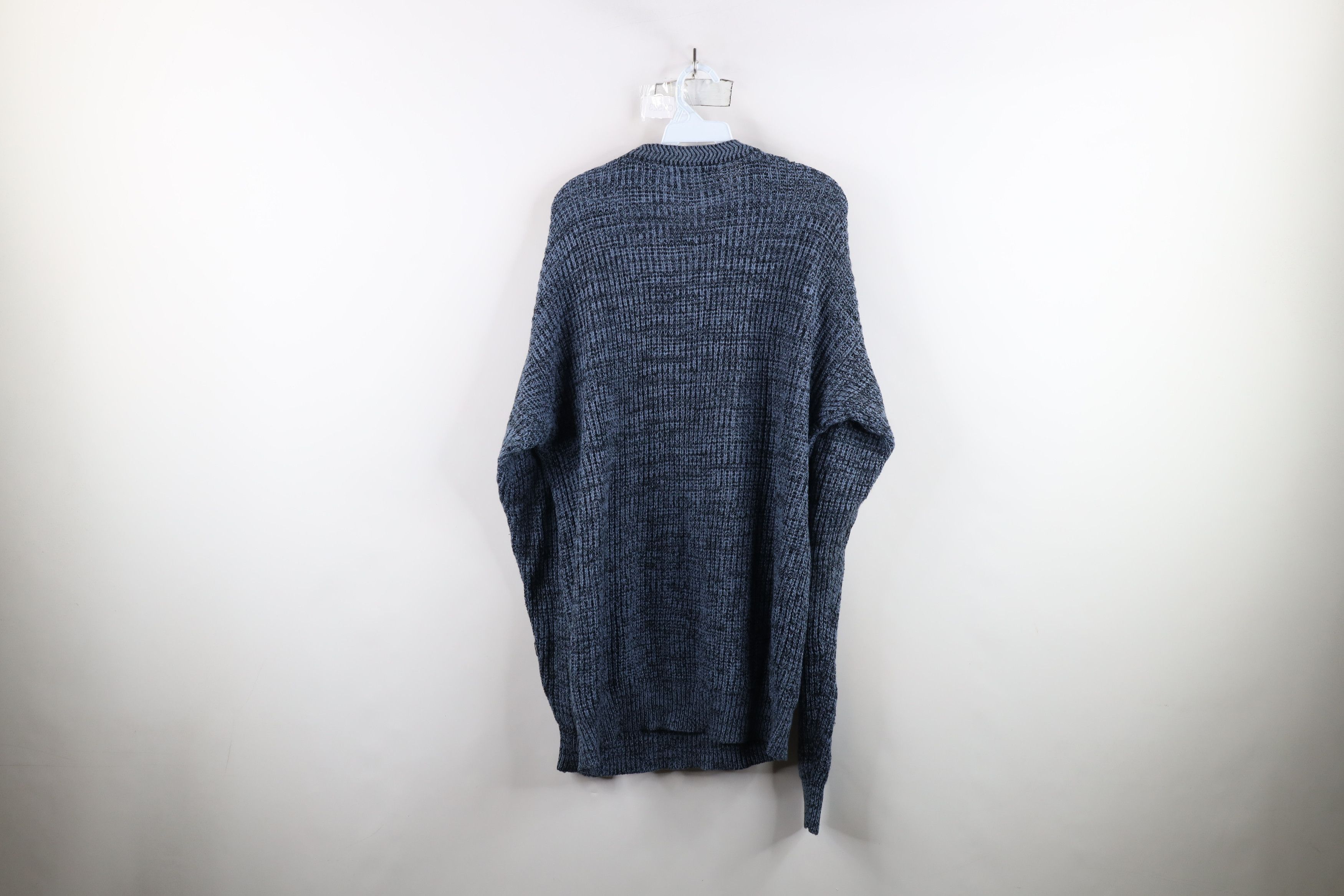 Vintage 90s Streetwear Ribbed Knit Crewneck Sweater Blue