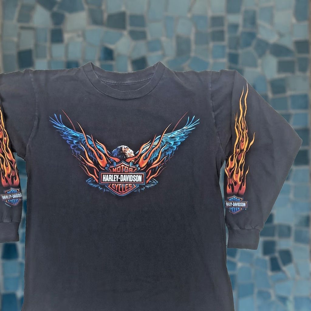 Harley Davidson × Vintage Vintage Harley Davidson blue flame