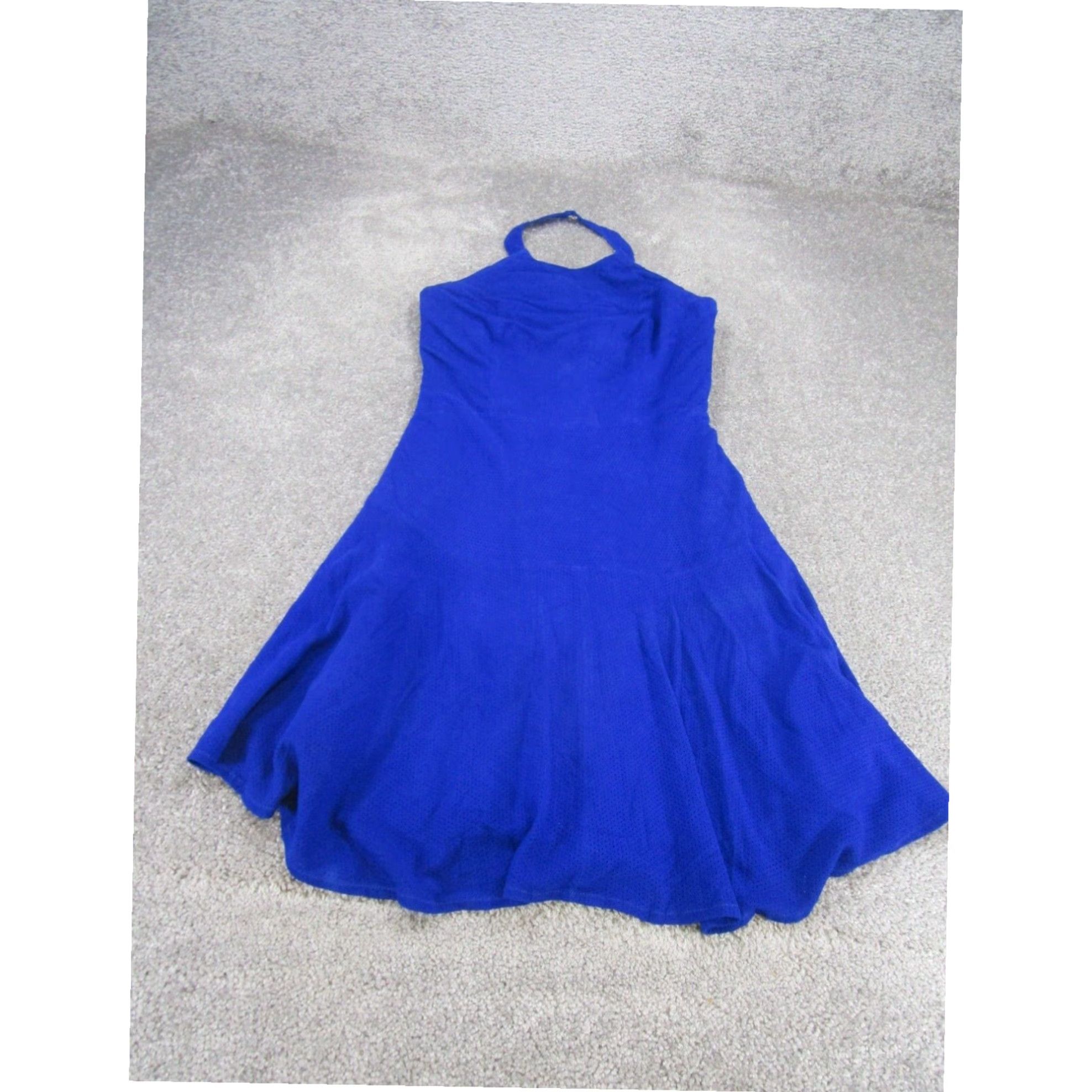 Parker Blue Perforated Leather Dress Womens Xs Extra Large