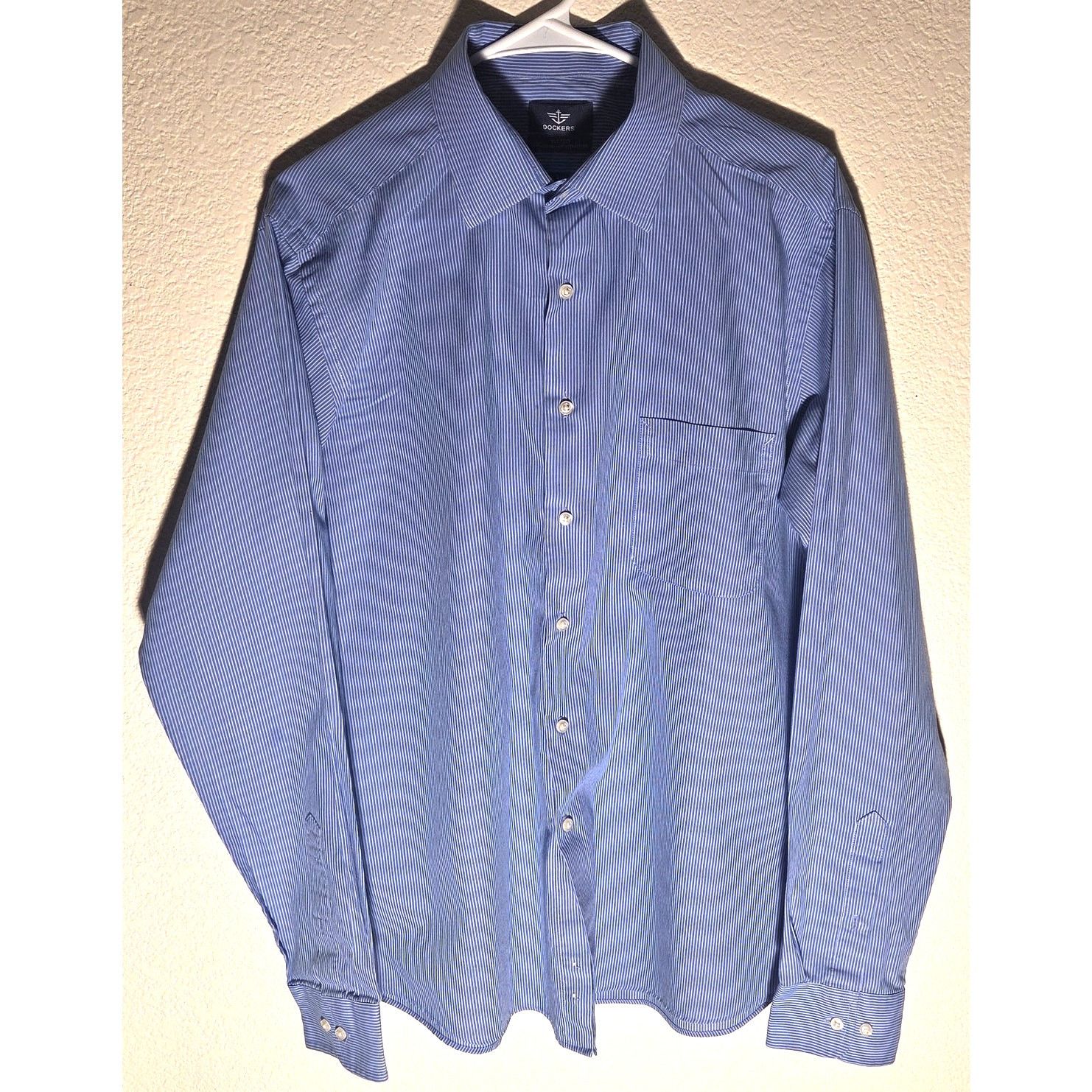Dockers Dockers Men's Large Blue Striped Button-Up Dress Shirt Size US L / EU 52-54 / 3 - 2 Thumbnail
