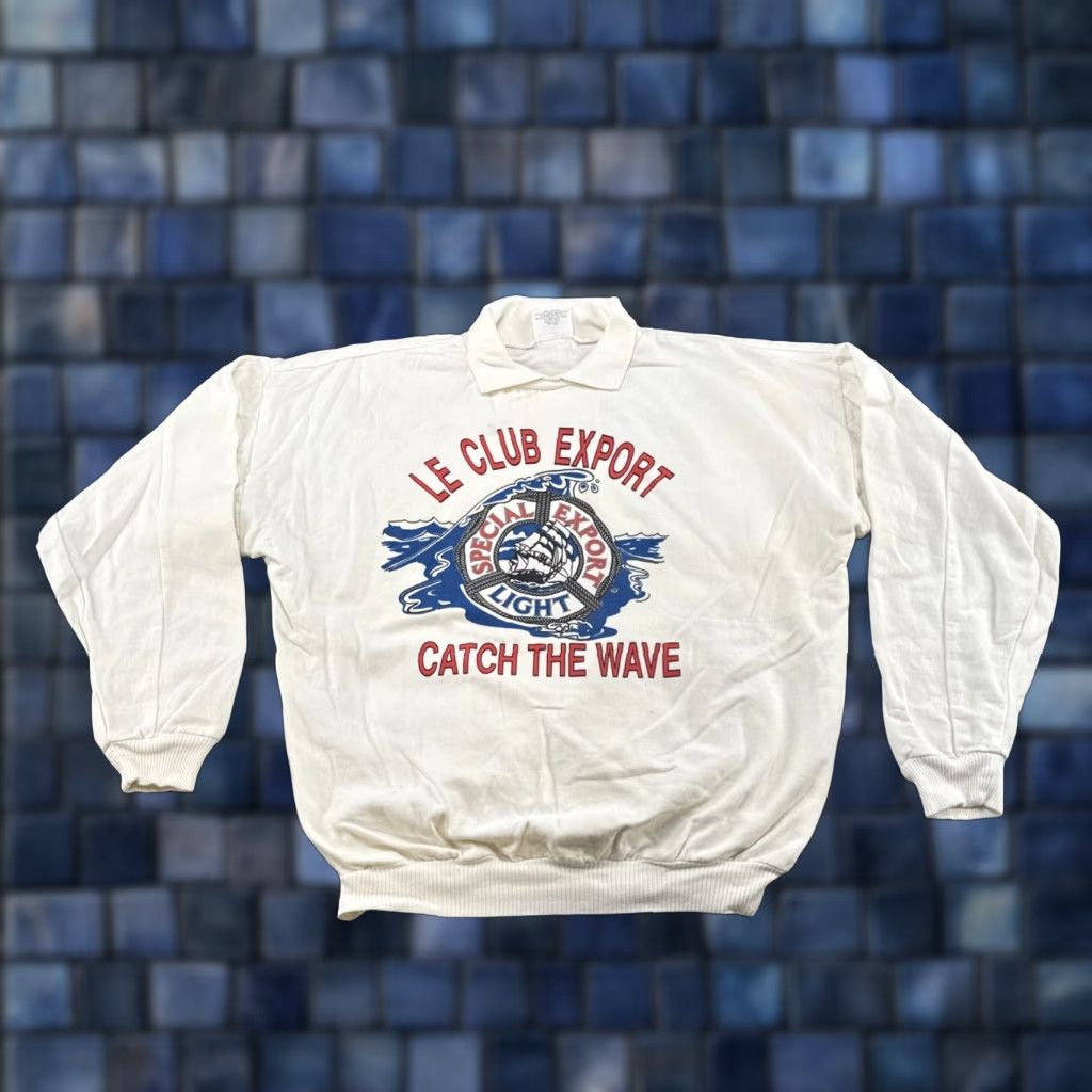 Vintage VINTAGE WEK Sweatshirt Men XL White 90s Special Export Beer Catch The Wave Club Size US XL / EU 56 / 4 - 1 Thumbnail