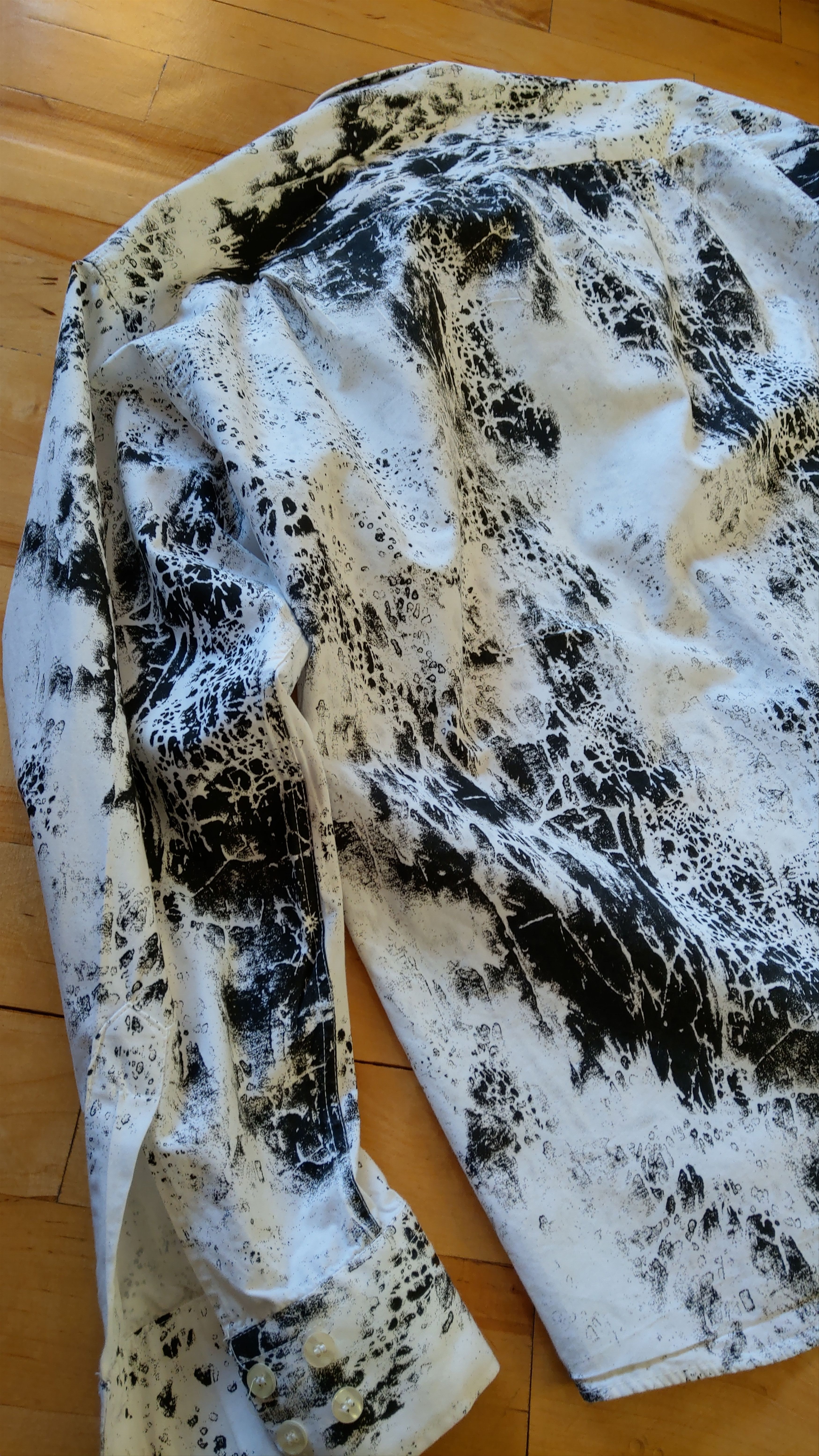 Vintage Asymmetric Drawing Shirt Overprint Goth Noir Button Up L Size US L / EU 52-54 / 3 - 9 Thumbnail