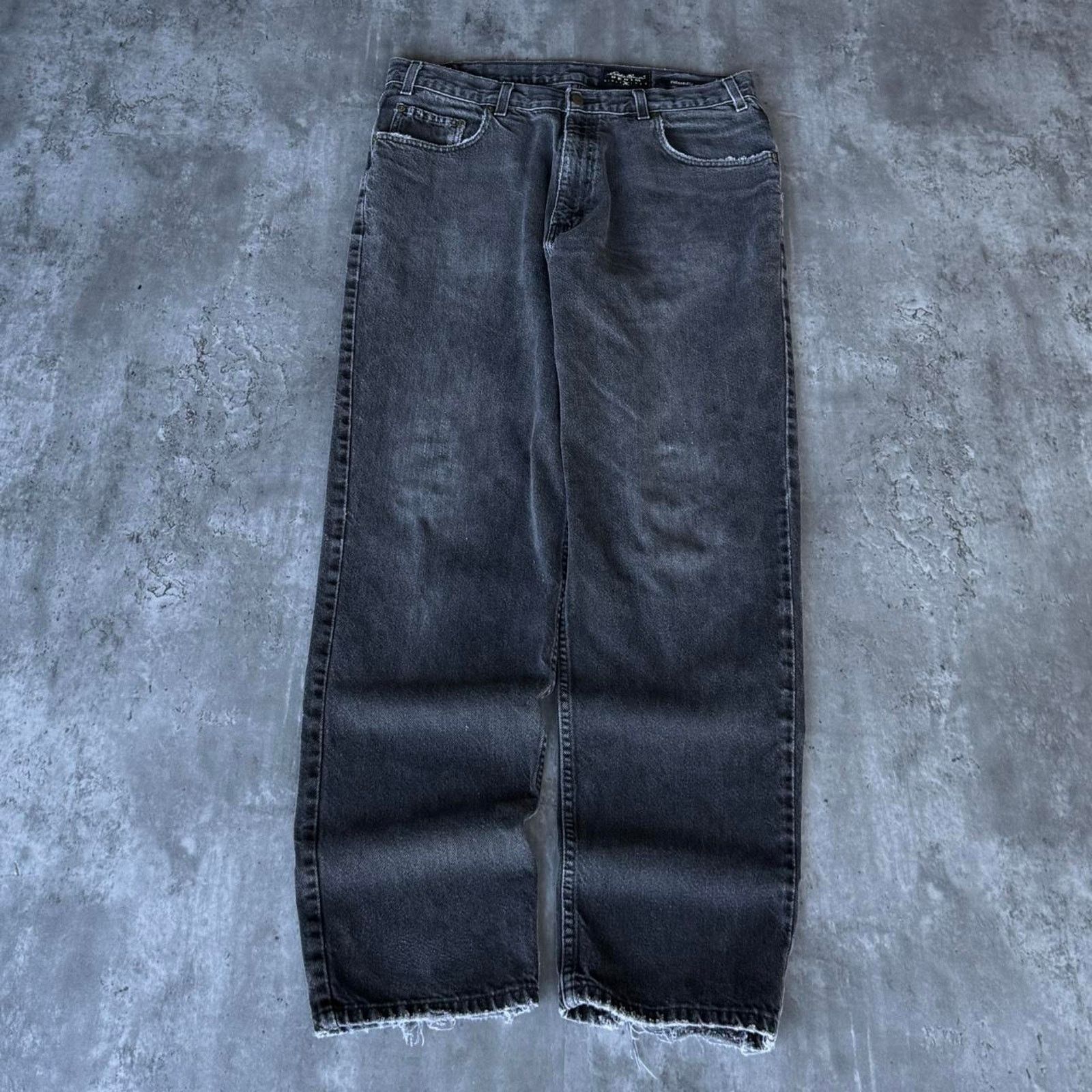 Eddie Bauer × Vintage Vintage Y2K Eddie Bauer Made In USA Faded Black Opium Jeans Size US 35 - 1 Thumbnail