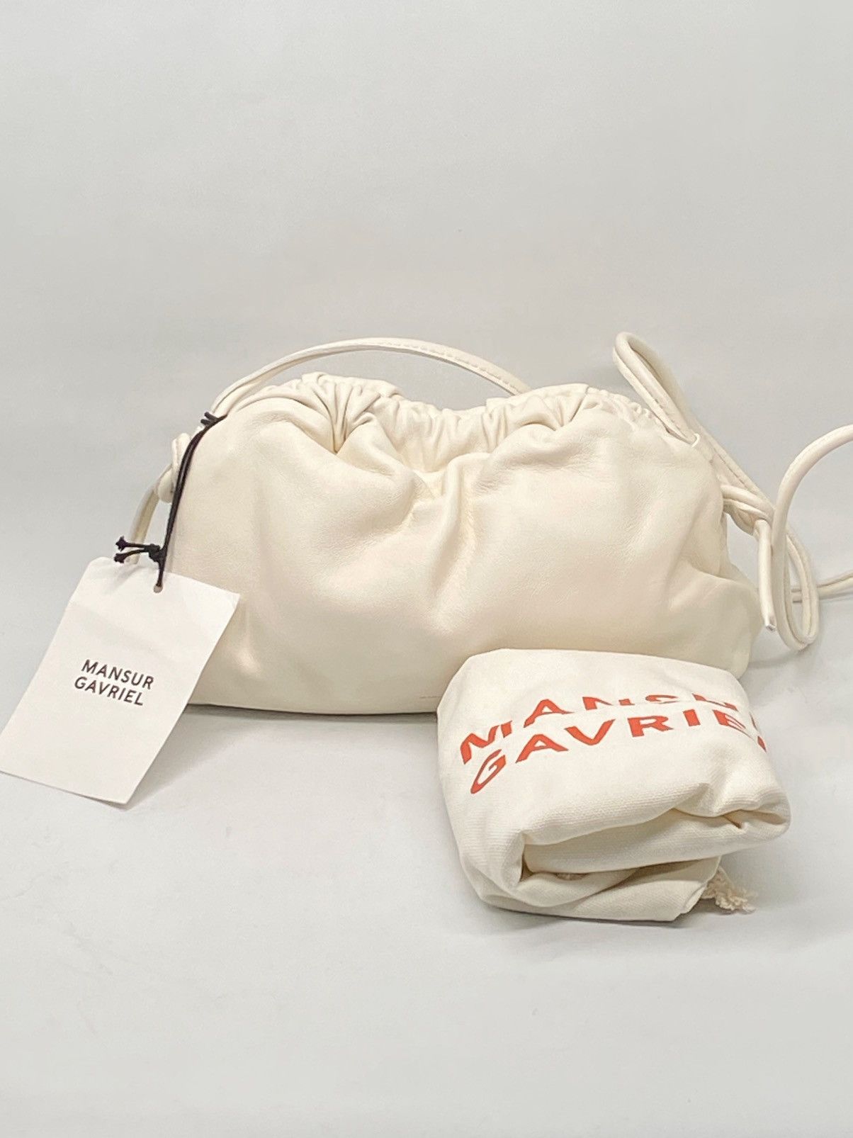 Mansur Gavriel Mini Cloud Lambskin Clutch Bag in White, Women's