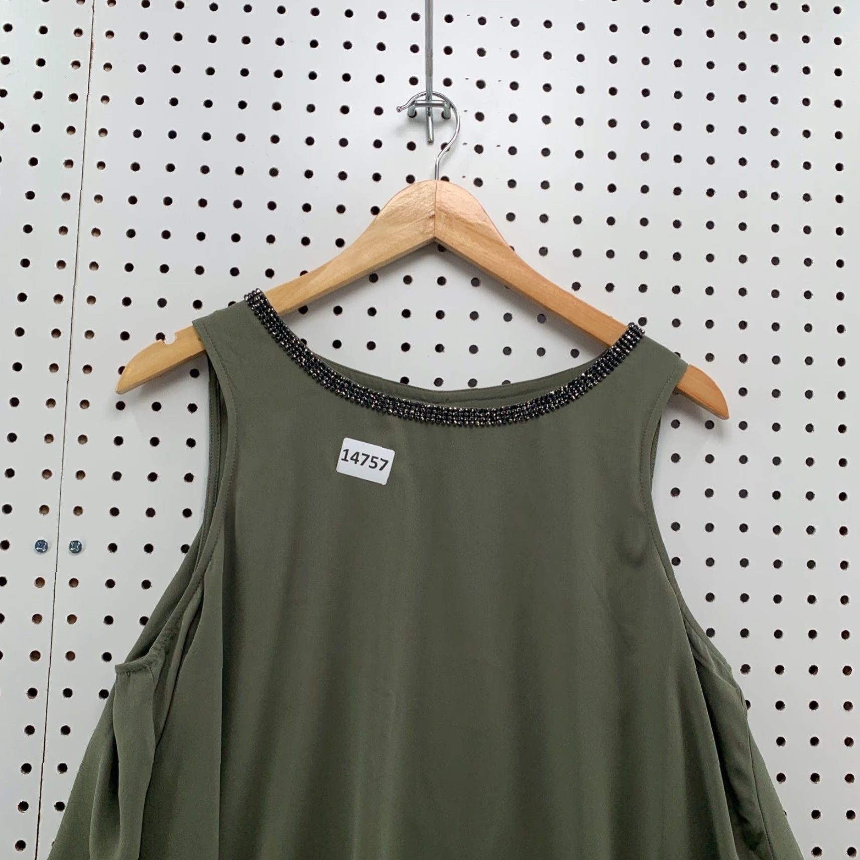 Juicy Couture Juicy Couture Womens Top Sleeveless Large Olive Green Layered Ruffle Embellished Size L / US 10 / IT 46 - 3 Thumbnail