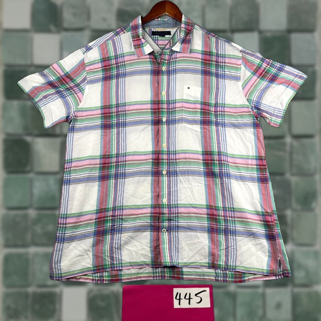 Tommy Hilfiger Tommy Hilfiger Shirt Button-Up Short Sleeve Mens 2XL White Colorful Plaid Pocket Size US XXL / EU 58 / 5 - 1 Thumbnail