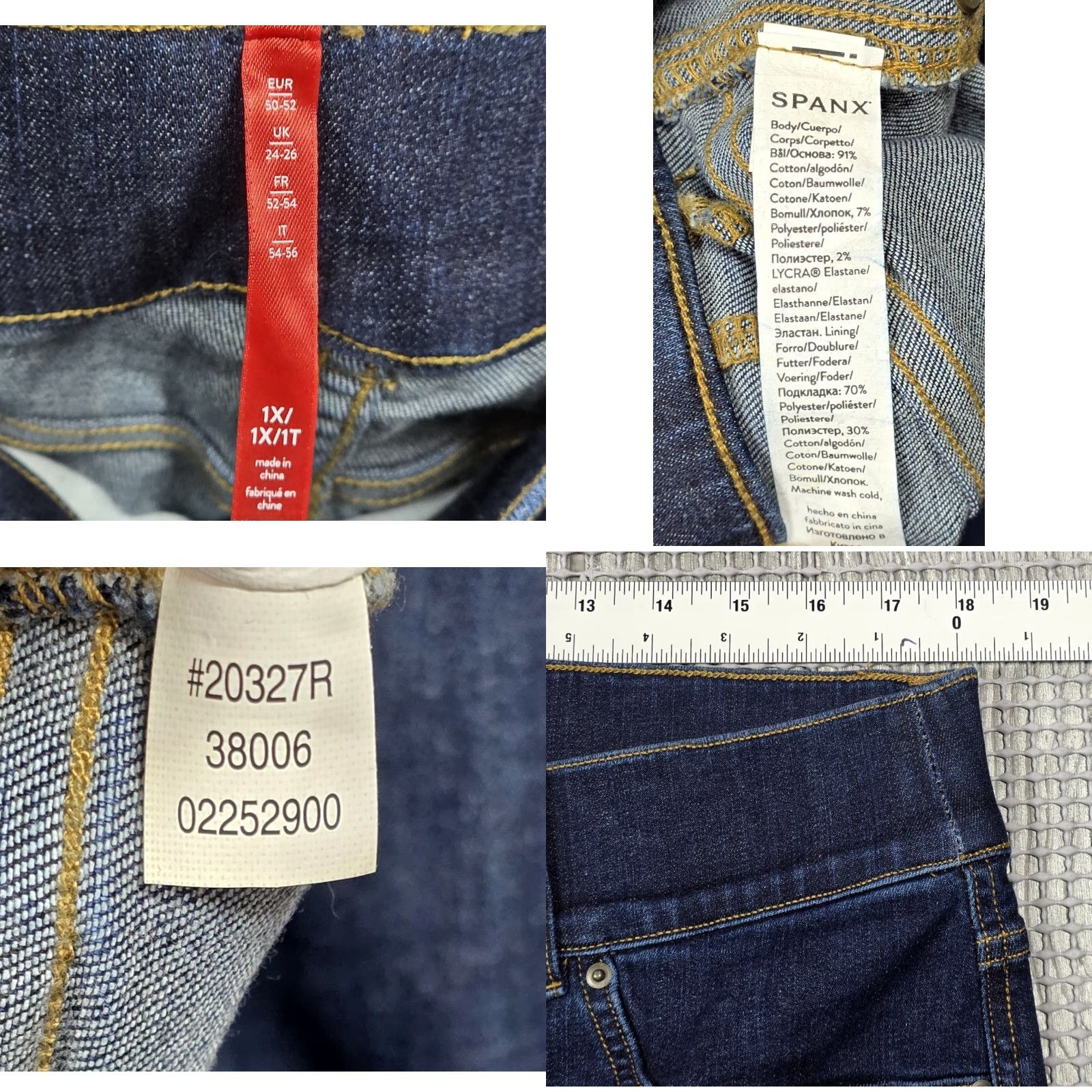 Spanx Spanx Flare Jeans 1X Denim Slimming 36x34 Midnight Shade Stretch Pull On High Rise Blue Womens Jeans Size 40" / US 18 - 8 Thumbnail