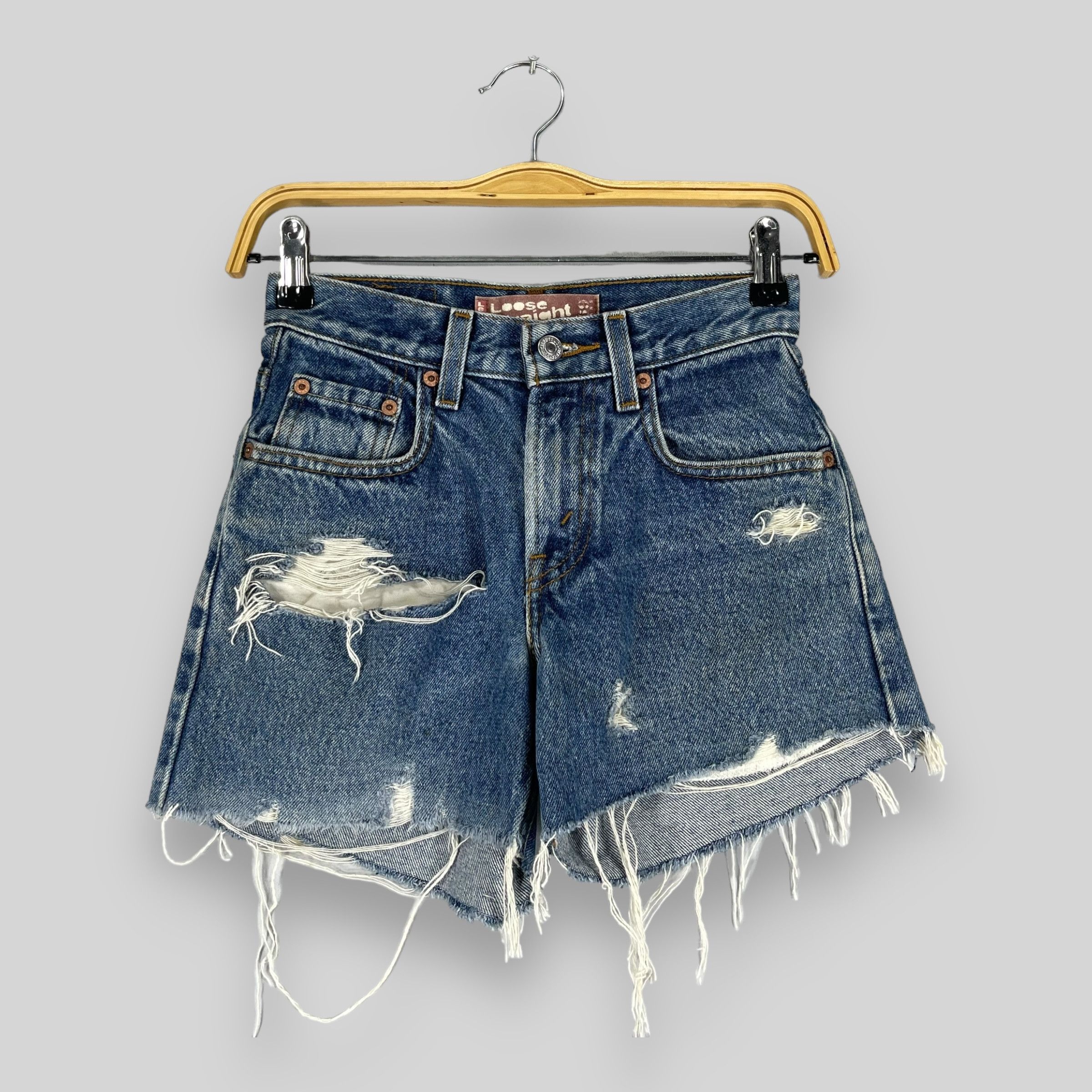 Levi's Size 23 Vintage Distressed Levis 569 Cutoff Ripped Jeans Size 23" - 1 Thumbnail