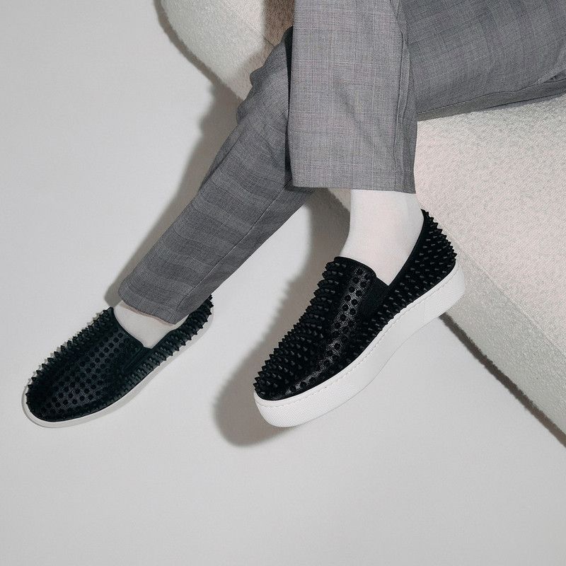 Christian Louboutin oc11z0126 Spike Boat in Black Size US 7 / EU 40 - 4 Thumbnail