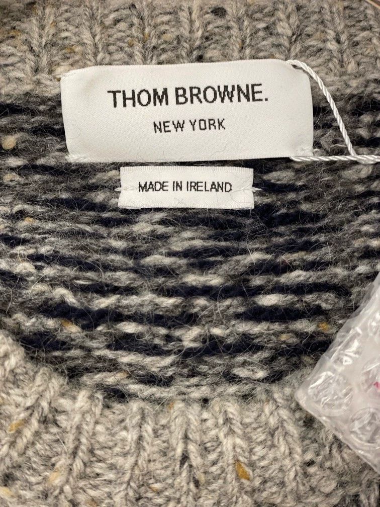Thom Browne Thom Browne size3 Gray Tibetan blue checkered wool sweater Size US L / EU 52-54 / 3 - 6 Thumbnail