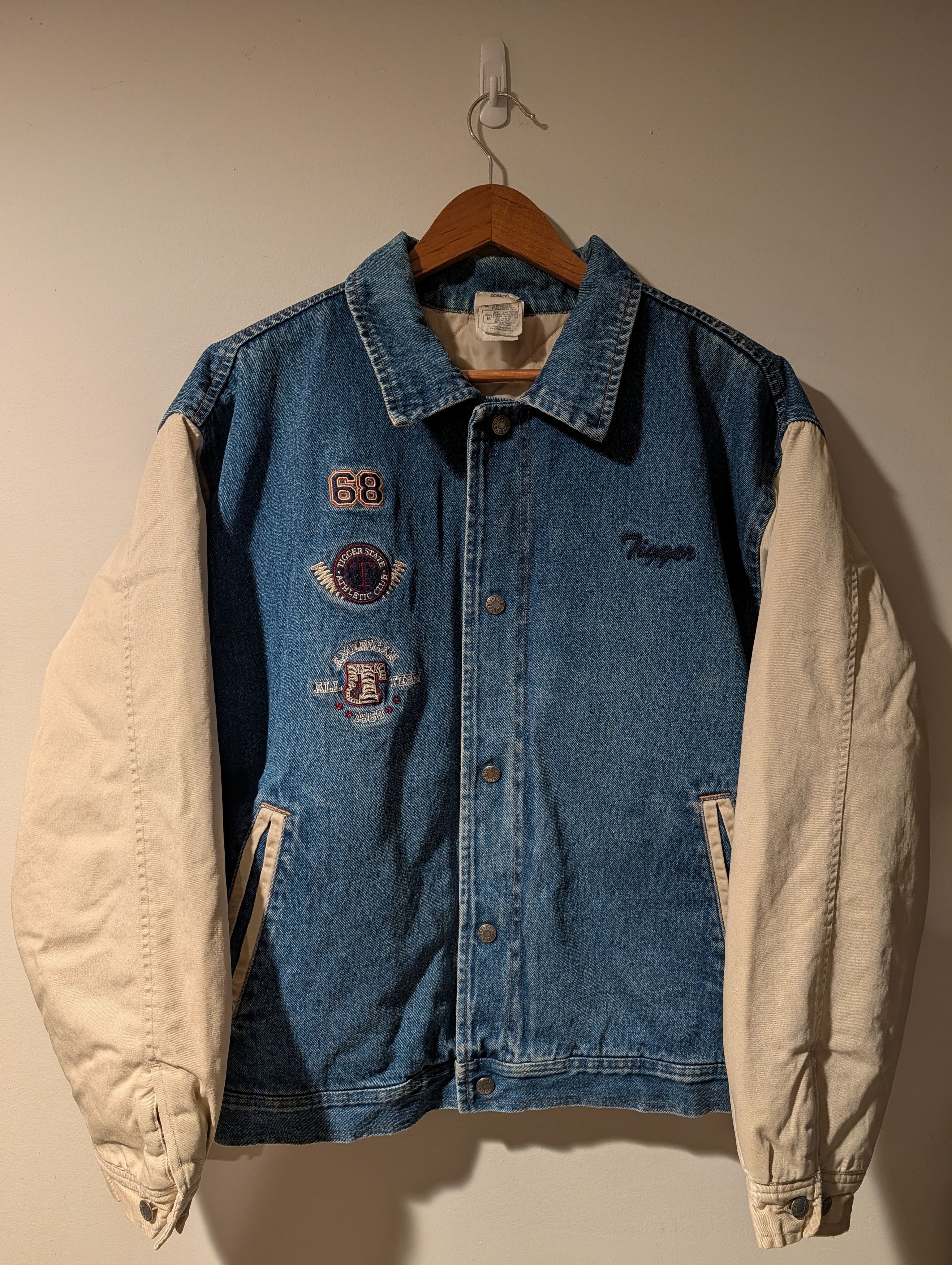 Disney Vintage 90s Disney Store Tigger Denim Varsity Bomber Jacket Size US M / EU 48-50 / 2 - 5 Thumbnail