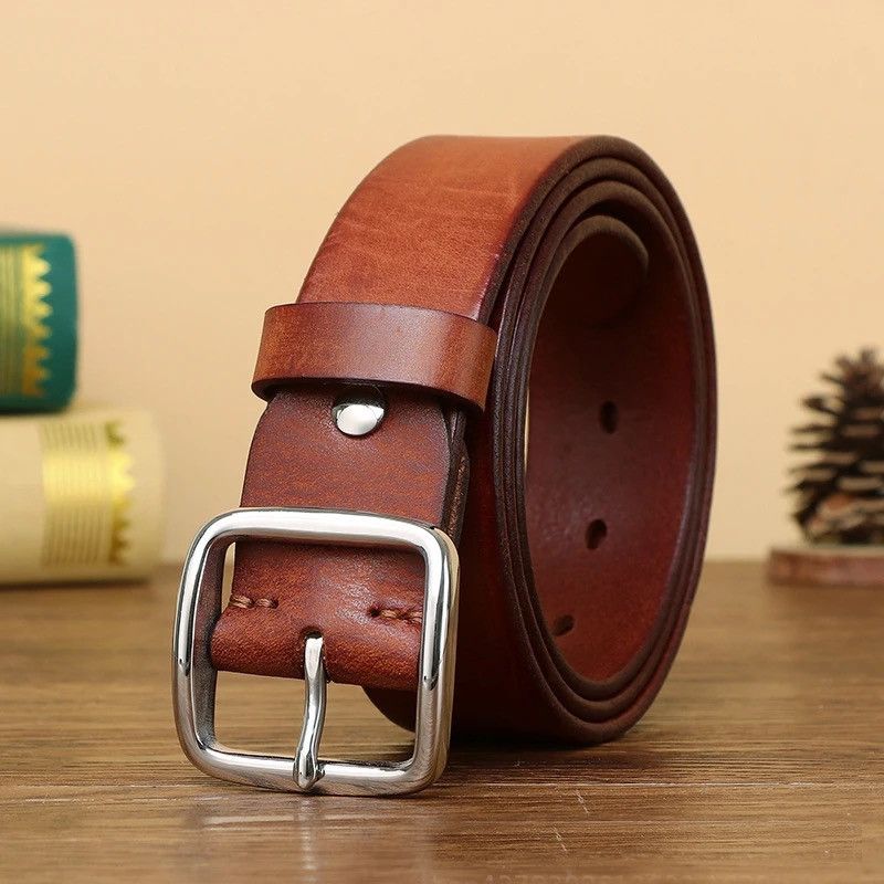 Leather × Vintage Anti Allergy Buckle Belt Vintage Cowskin Genuine Leather Size ONE SIZE - 1 Thumbnail