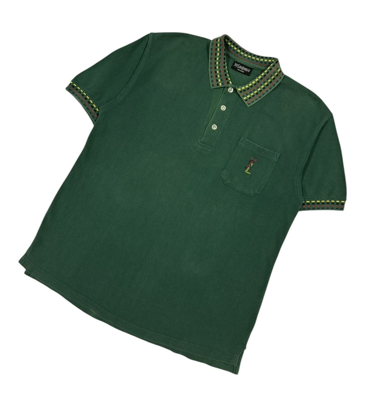 Vintage Vtg🔥90’s YvesSaintLaurent Ysl Embroidery Pocket Polo Tee Size US L / EU 52-54 / 3 - 6 Thumbnail