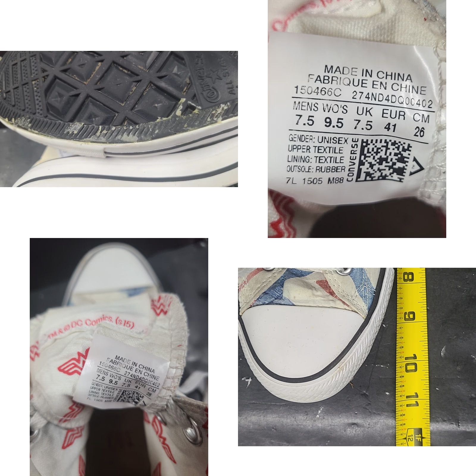 Converse Converse Chuck Taylor DC Comics Wonder Woman High Top Sneaker Unisex Adults 9.5 White Graphic Logo Custom Theme Comics Size US 10 / IT 40 - 9 Thumbnail
