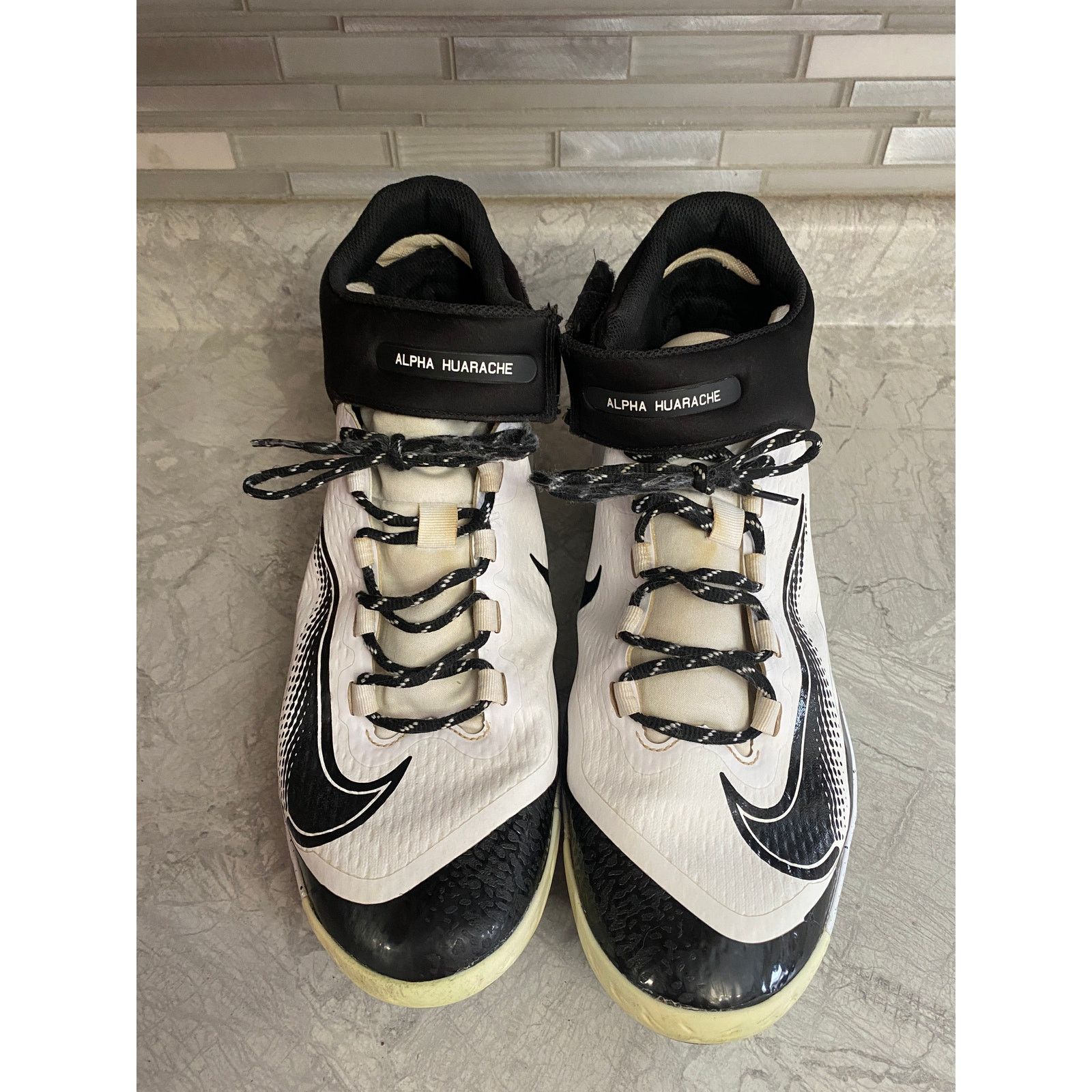 Nike Nike Huarache Black and White Metal Baseball Cleats Size 13 Size US 13 / EU 46 - 2 Thumbnail