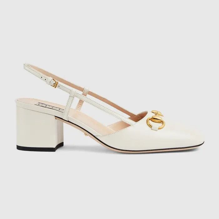 Gucci o1s1wg110425 Women's Horsebit Slingback Pumps in White Size US 6 / IT 36 - 1 Thumbnail
