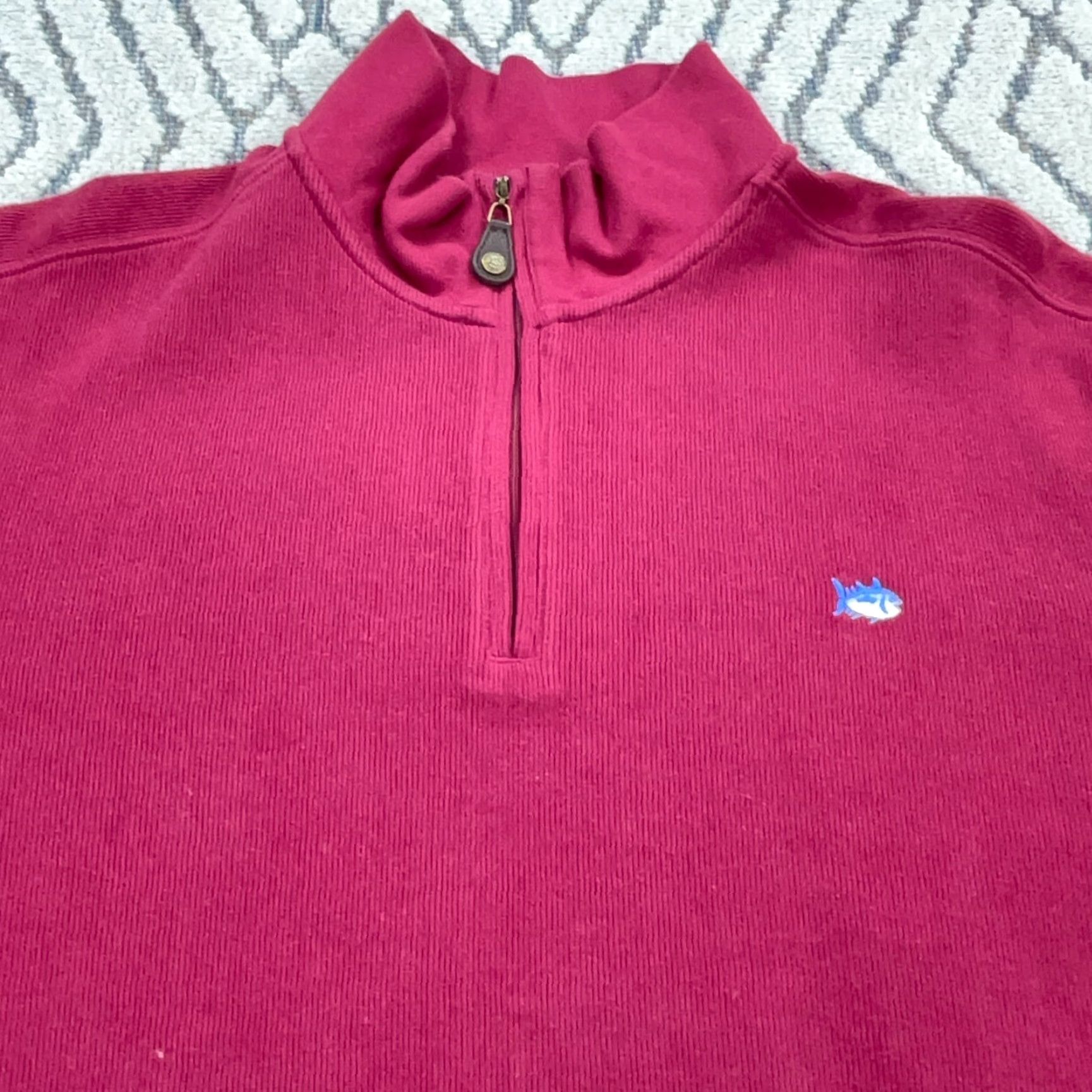 Southern Tide Southern Tide Sweater Men L Red 1/4 Zip Pullover Knit Logo Embroidered Size US L / EU 52-54 / 3 - 2 Thumbnail