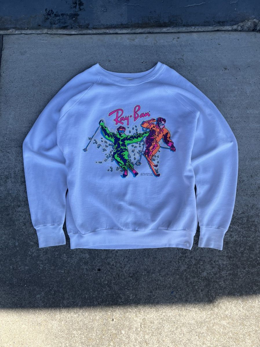 RayBan RARE 1980s Ray Ban Neon Ski Graphic Sweatshirt USA Made🔥 Size US XL / EU 56 / 4 - 4 Thumbnail