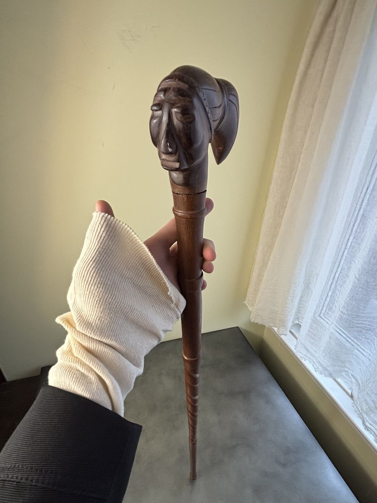 Sugar Cane × Vintage × Wood Wood Vintage Walking Stick Native Chief Indigenous Support Cane Size ONE SIZE - 12 Thumbnail