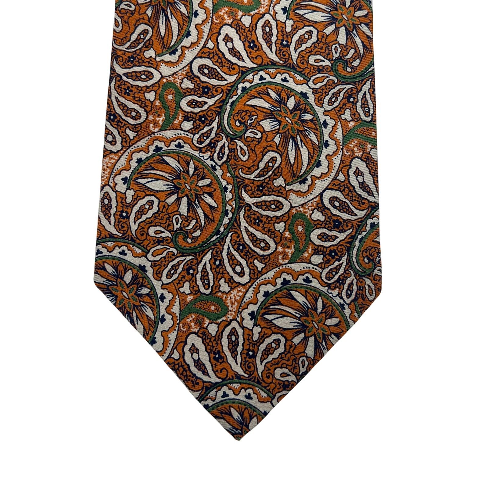 Liberty London × Vintage Liberty of London Paisley Silk Tie Vintage Orange Gray Size ONE SIZE - 1 Thumbnail