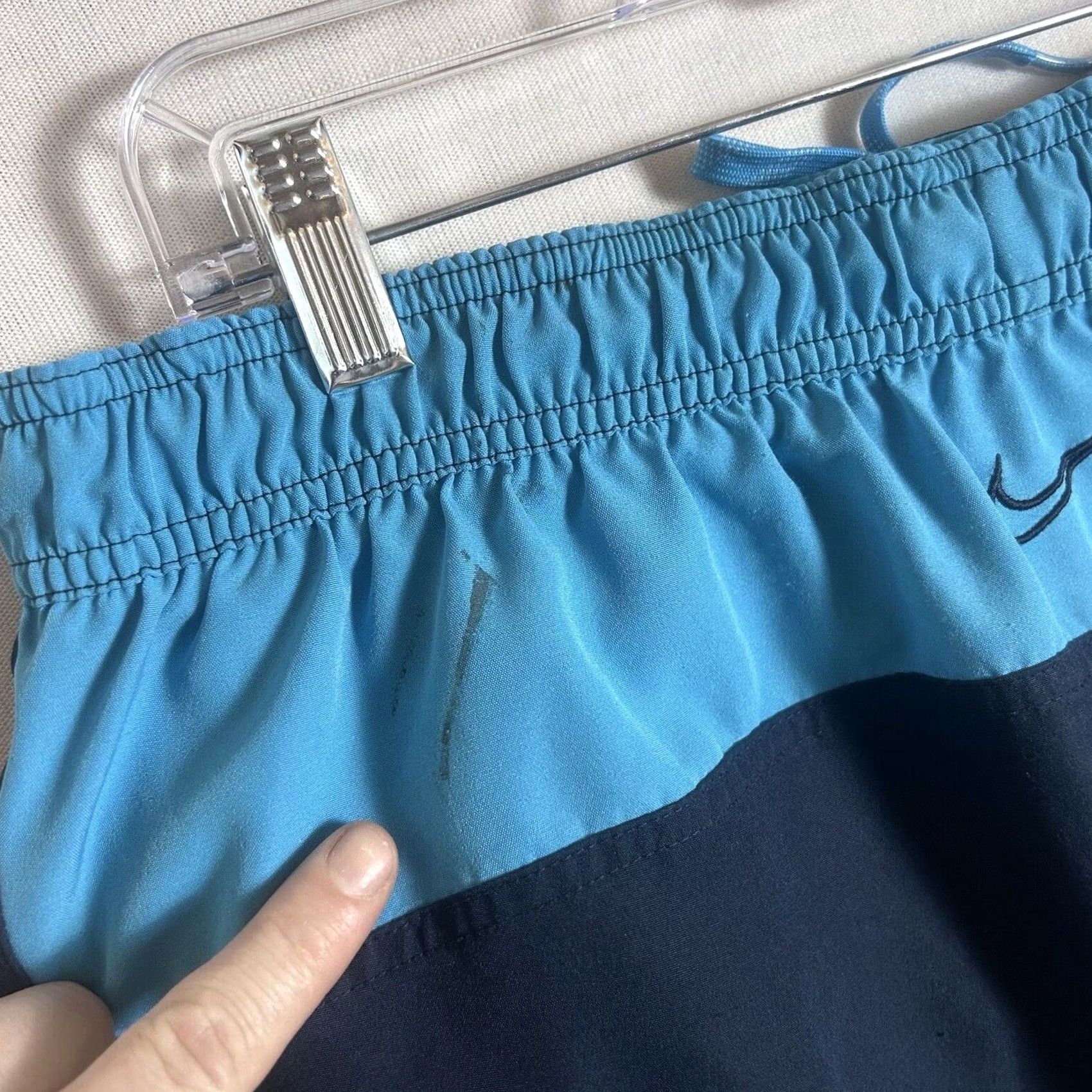 Nike Nike Swim Trunks Mens XL Navy Blue Colorblock Lined Pockets Drawstring 9" Inseam Size ONE SIZE - 2 Thumbnail
