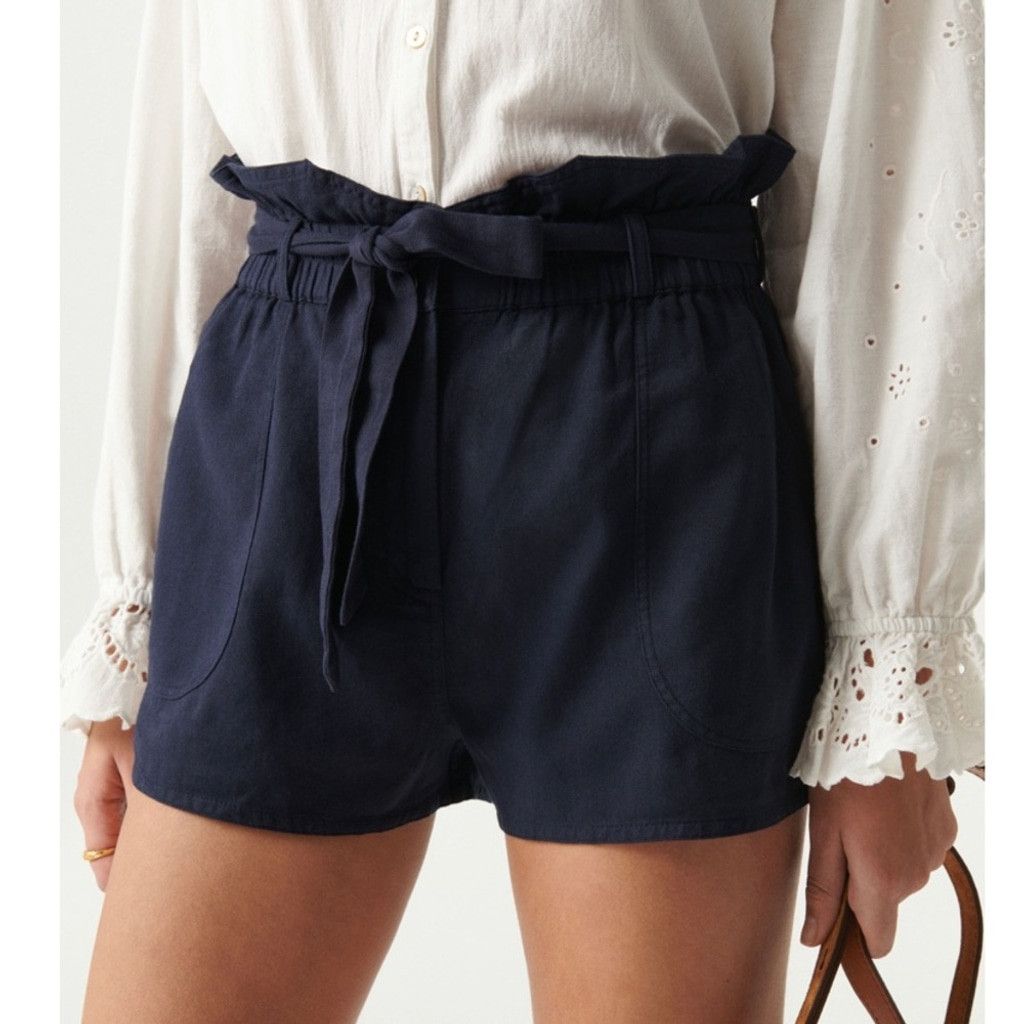 ba&sh BA&SH Mustang Night Blue Navy Paperbag Shorts sz 1 / S Size 24" / US 00 / IT 34 - 2 Thumbnail