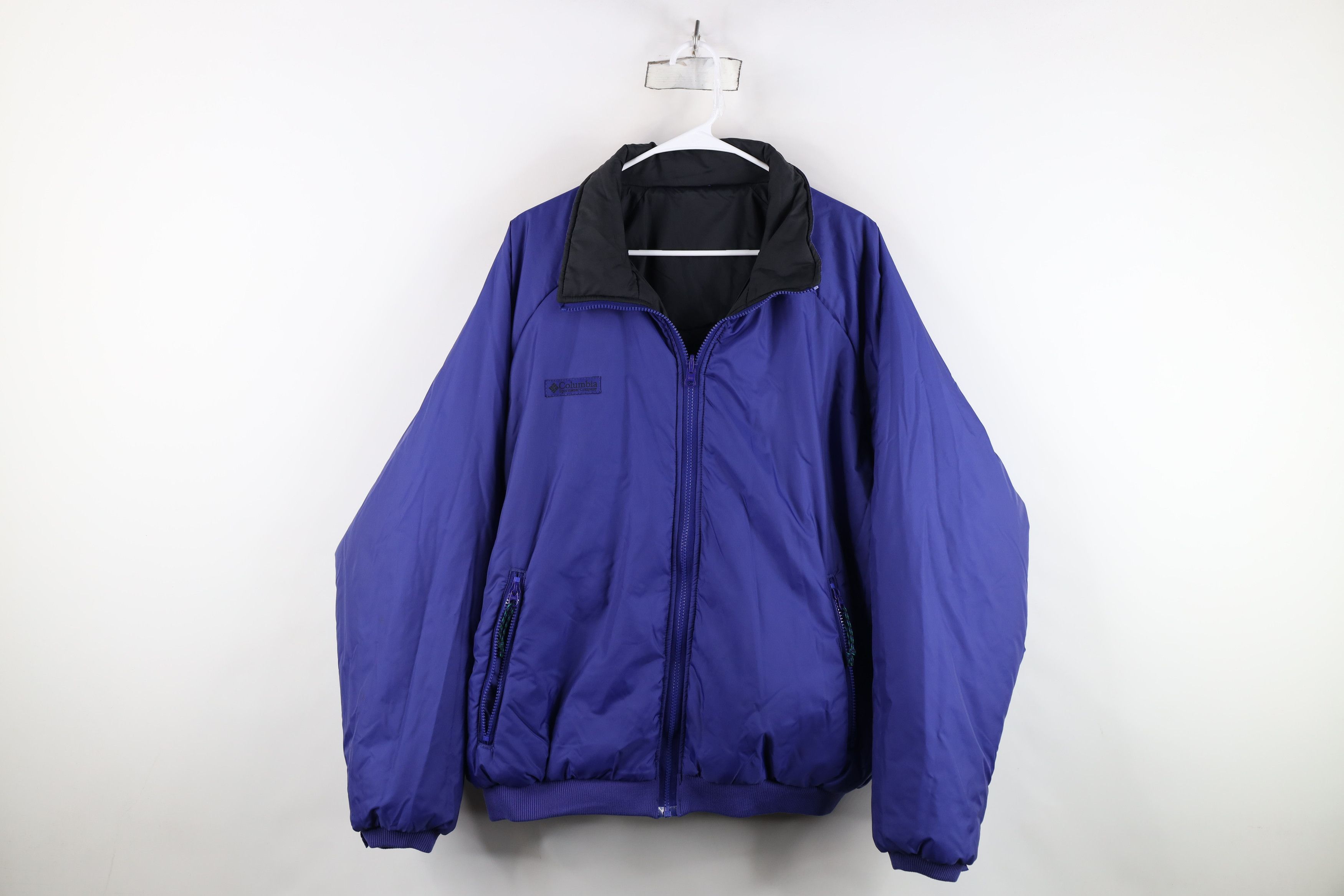 Vintage 90s Columbia Reversible Full Zip Puffer Jacket Coat