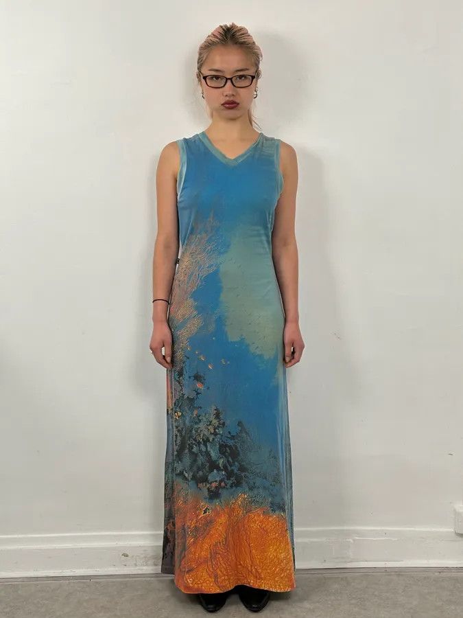 Roberto Cavalli SS1998 Cavalli Blue Coral Ocean Dress Size M / US 6-8 / IT 42-44 - 2 Thumbnail
