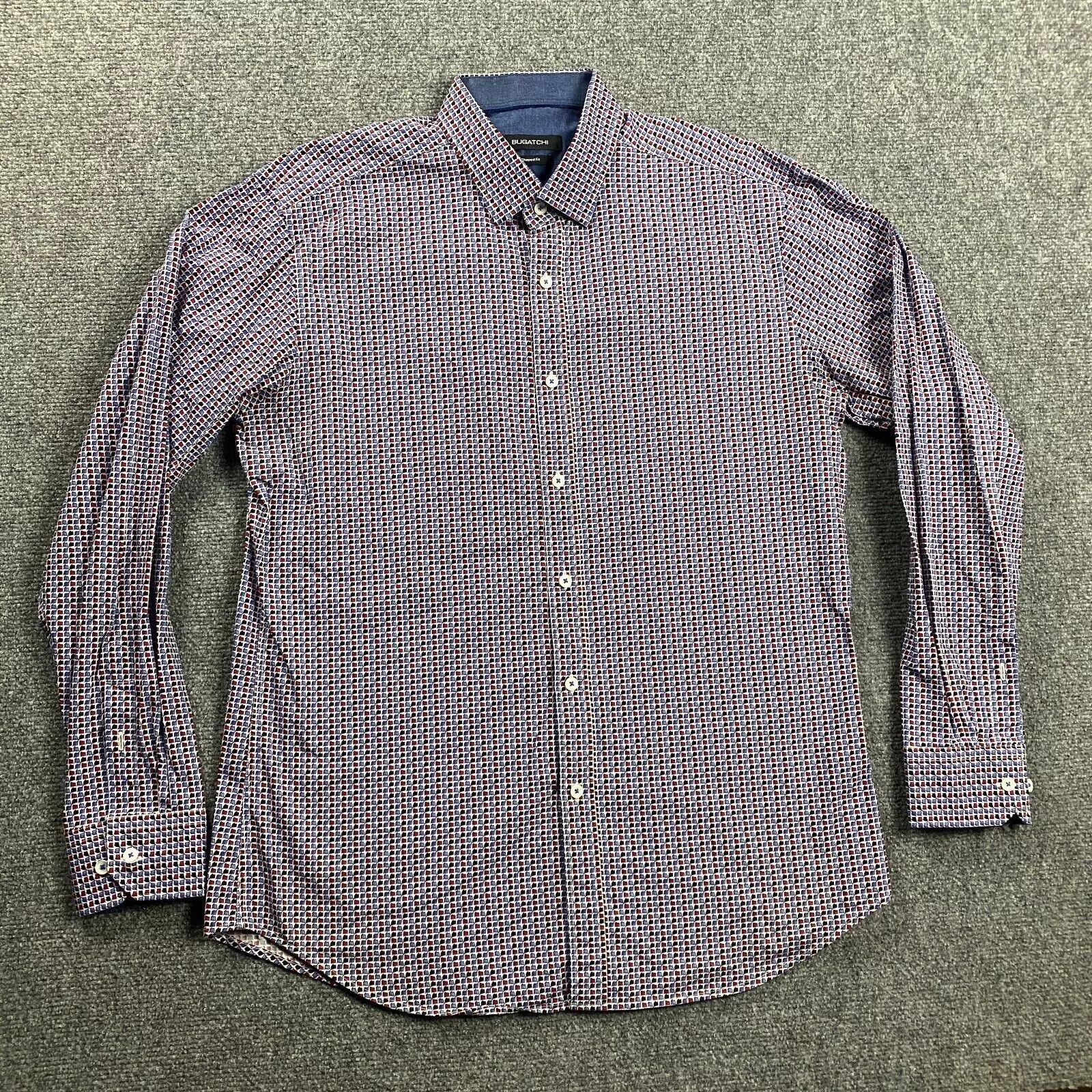 BUGATCHI Bugatchi Shirt Adults Large Geometric Shaped Fit Button Up Size US L / EU 52-54 / 3 - 1 Thumbnail