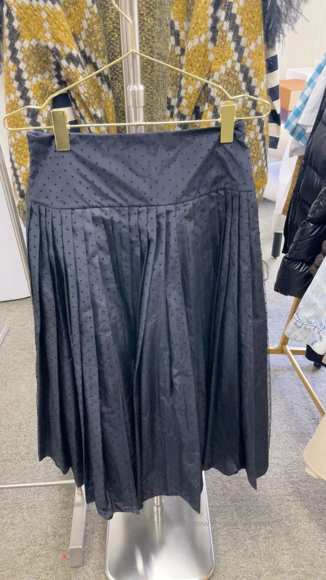 Dior Dior Dark Blue Mesh Polka Dot Skirt. Size US 40 / EU 56 - 3 Thumbnail