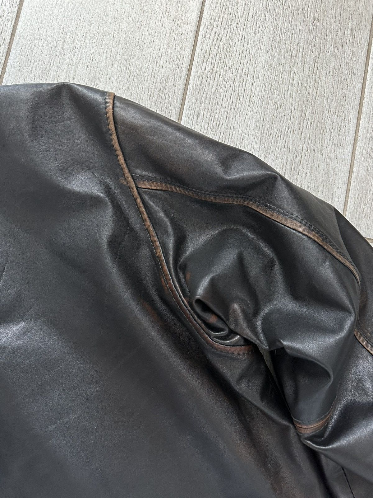 Other Vintage Y2K Classic Oversized Brown Washed Leather Jacket Size US XL / EU 56 / 4 - 16 Thumbnail