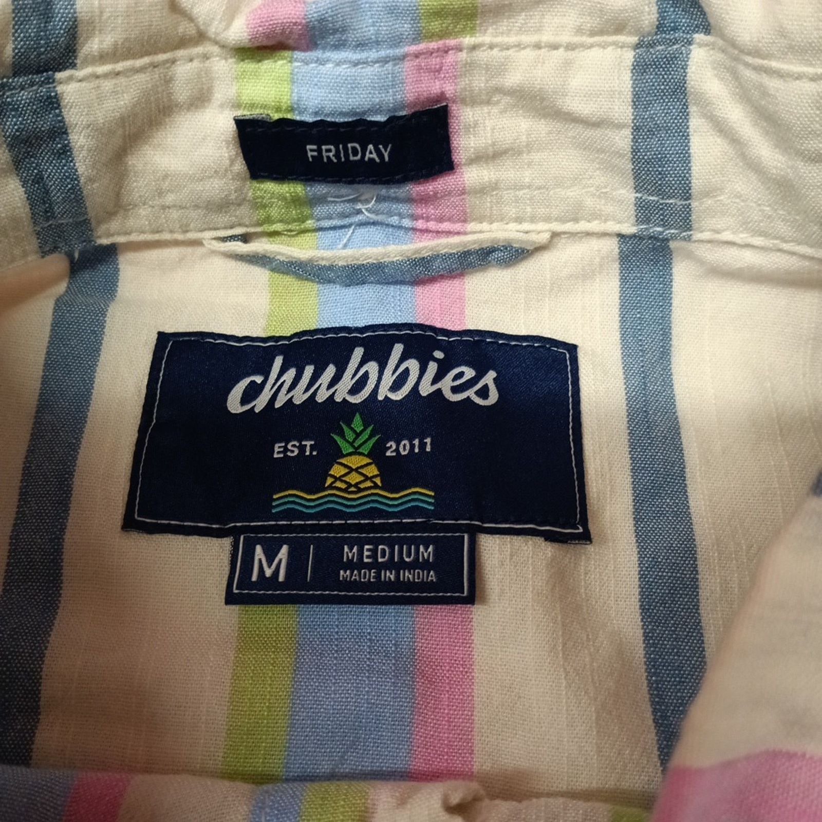 Chubbies Chubbies Soft Serve Friday Shirt Men's M Striped Multicolor Size US M / EU 48-50 / 2 - 4 Thumbnail